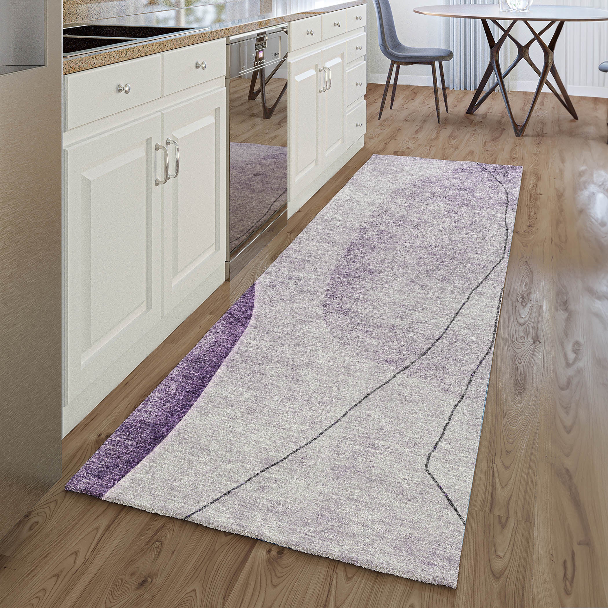 Oslo Machine Washable Transitional Purple Rug 2'3" x 7'6" #shape_Runner