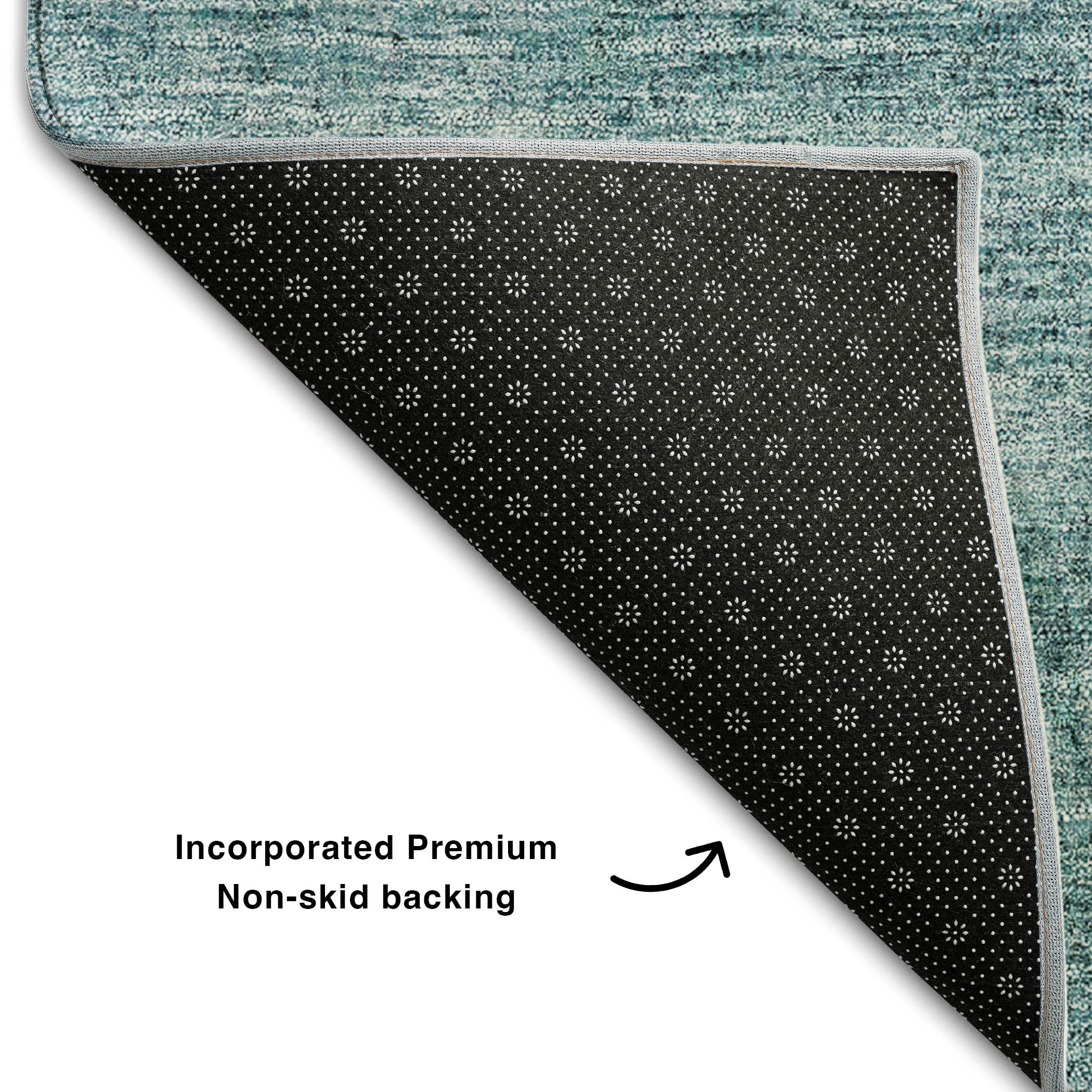 Oslo Machine Washable Transitional Teal Rug 1'8" x 2'6" #shape_Rectangle