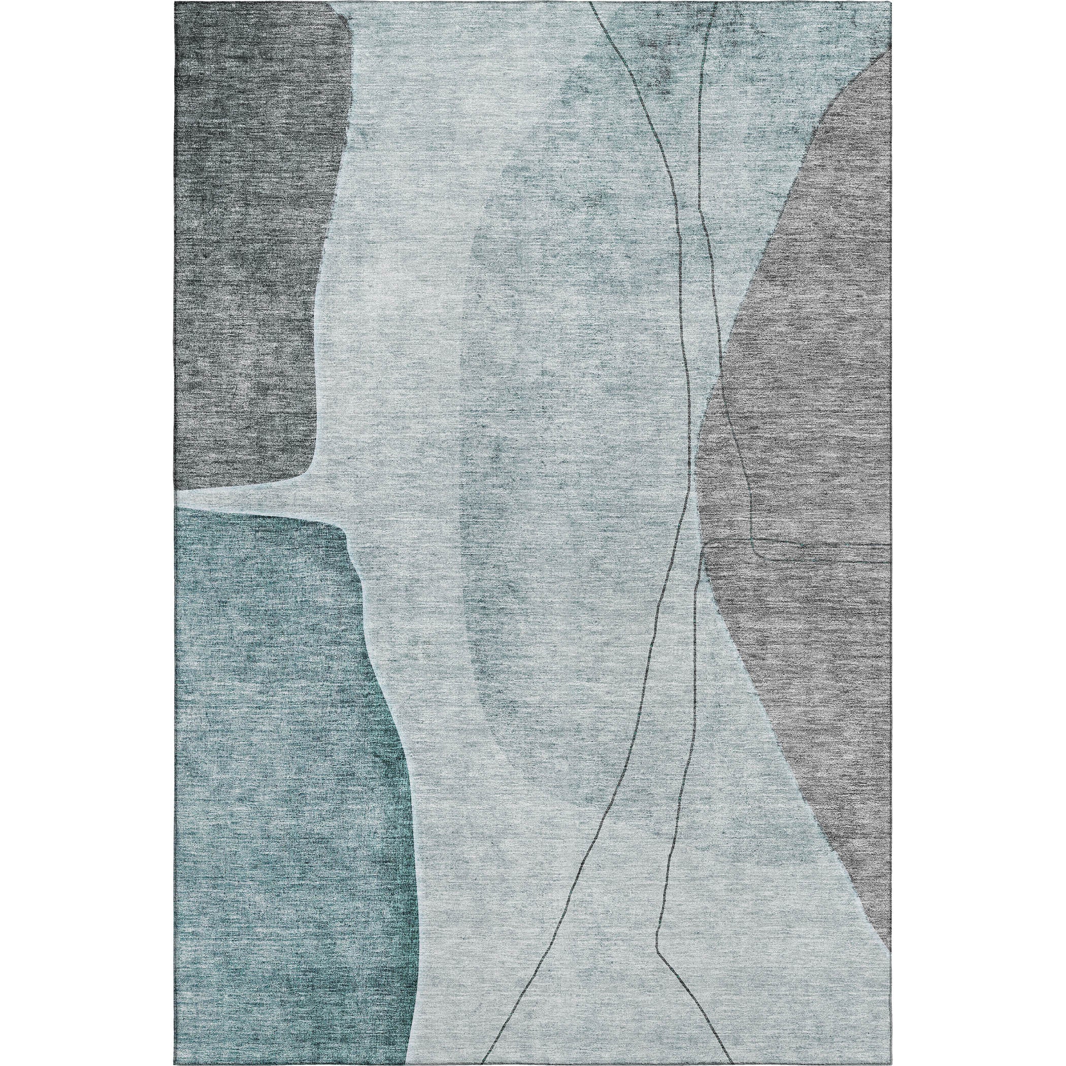 Oslo Machine Washable Transitional Teal Rug 2'6" x 3'10" #shape_Rectangle