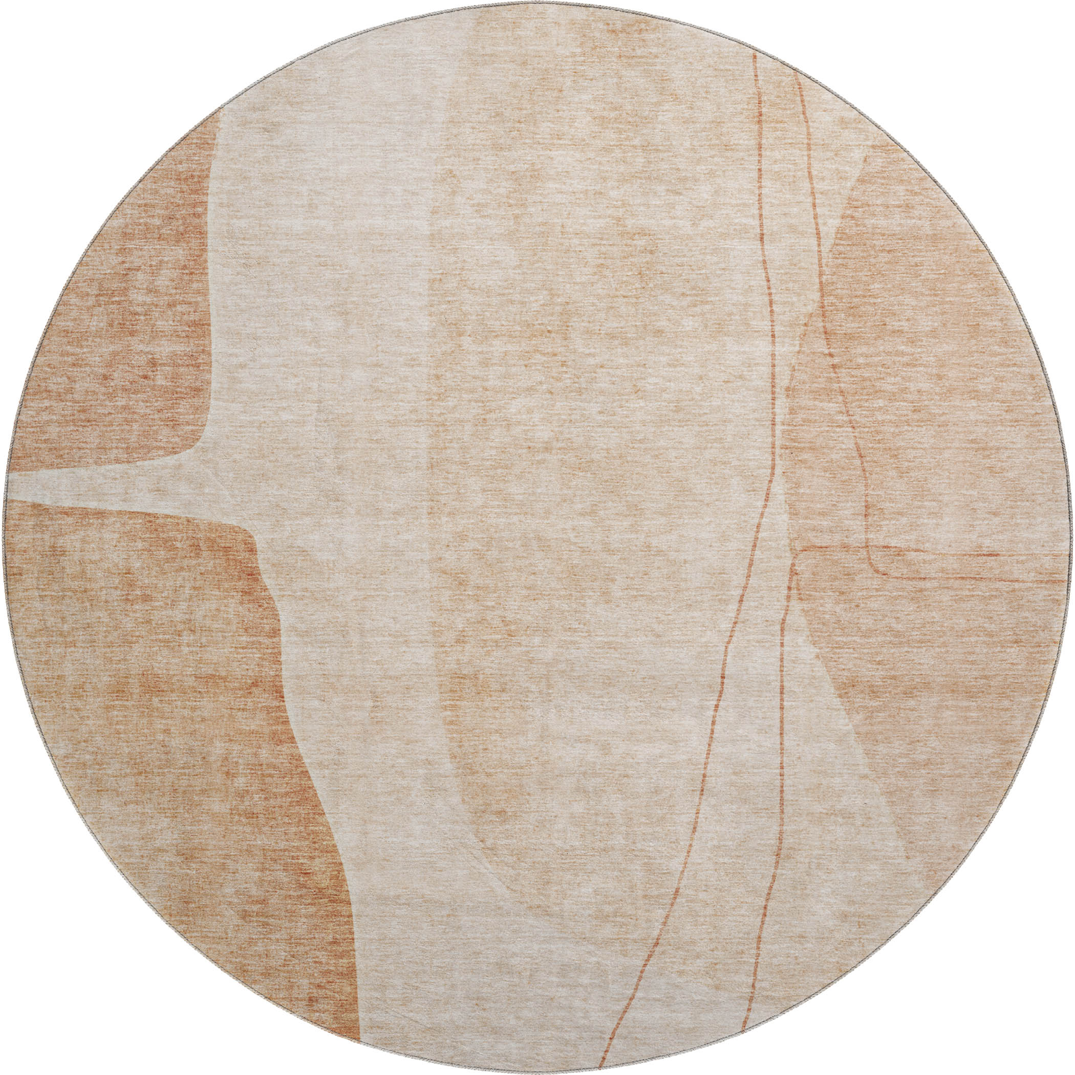 Oslo Machine Washable Transitional Terracotta Orange Rug 8' x 8' #shape_Round
