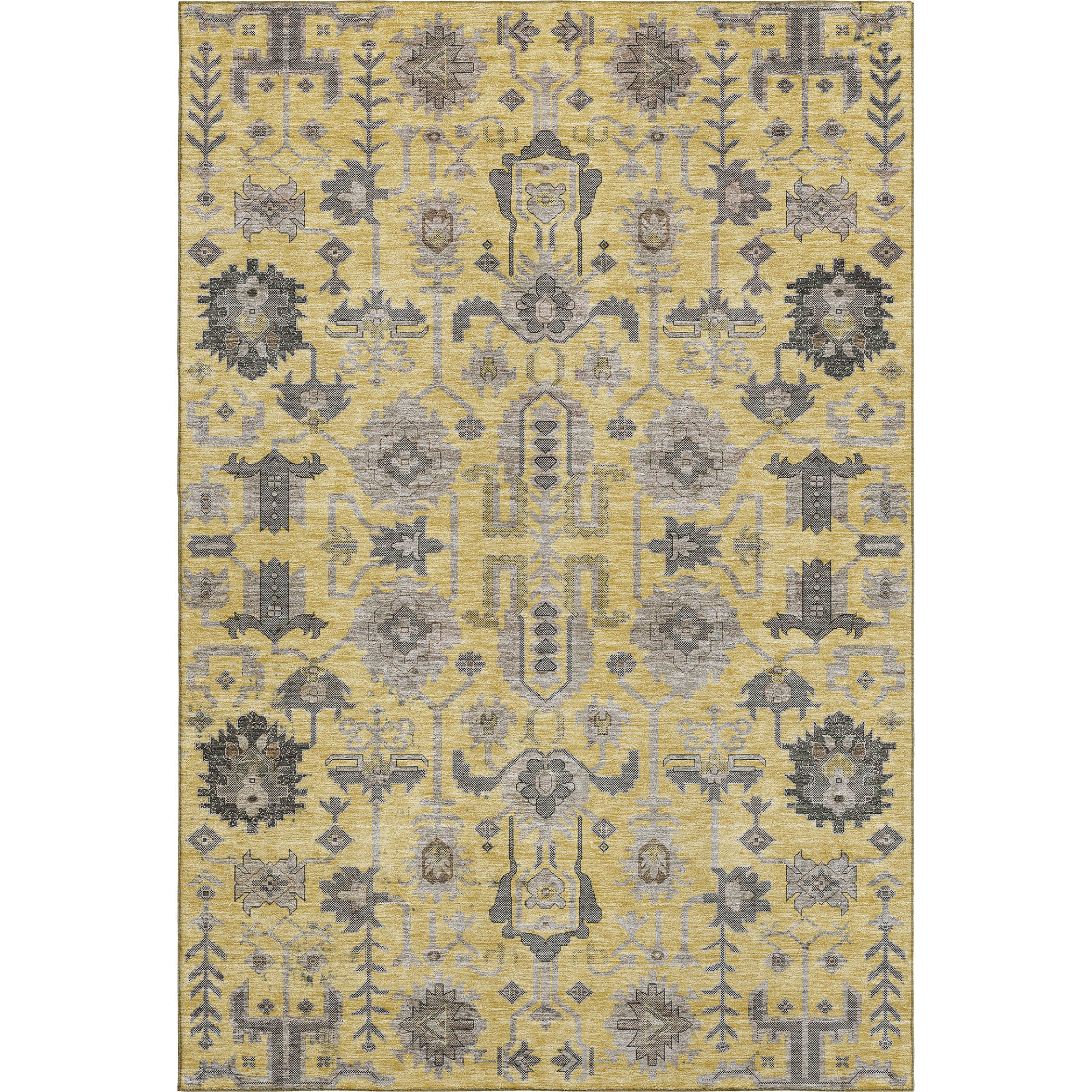 Hoi An Machine Washable Traditional Honey Gold Rug 2'6" x 3'10" #shape_Rectangle