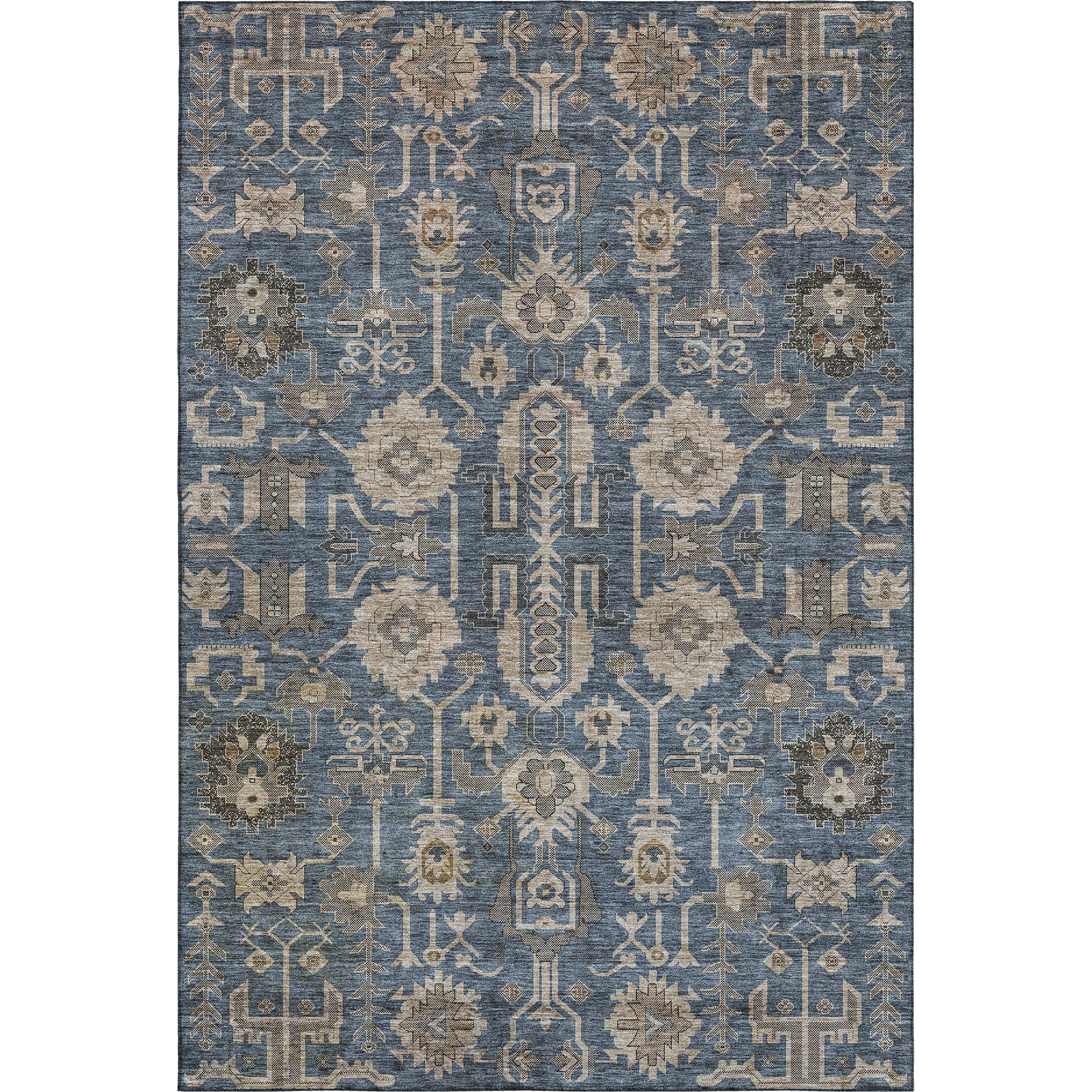 Hoi An Machine Washable Traditional Navy Blue Rug 2'6" x 3'10" #shape_Rectangle