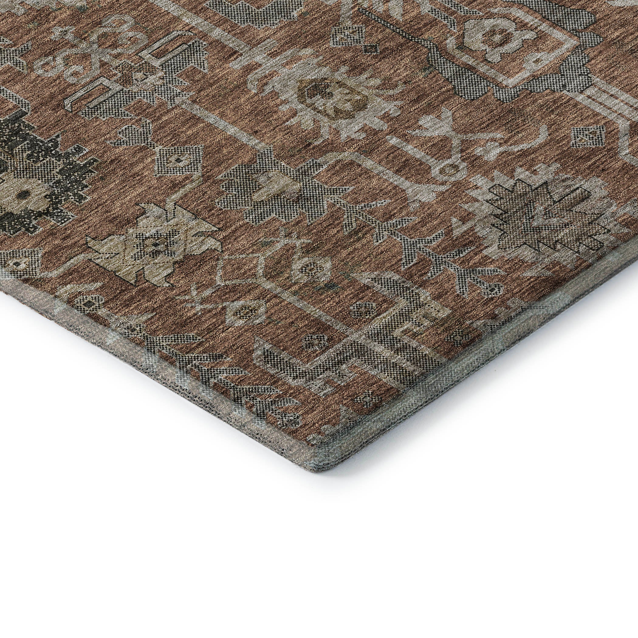 Hoi An Machine Washable Traditional Paprika Orange Rug 1'8" x 2'6" #shape_Rectangle