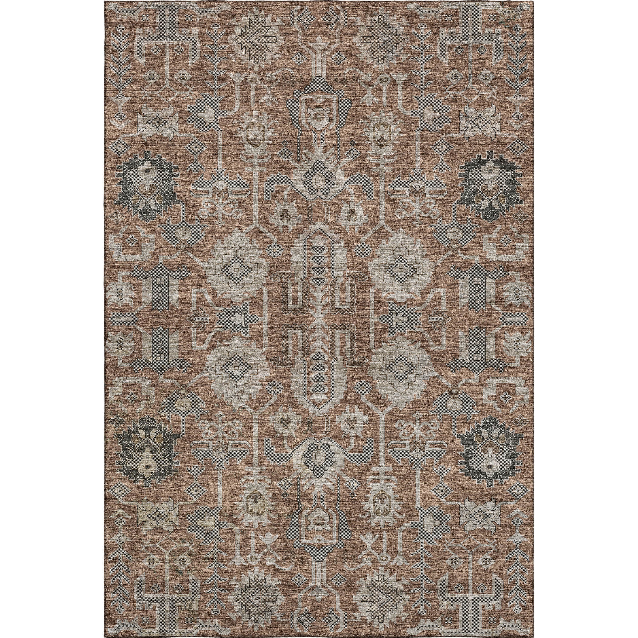 Hoi An Machine Washable Traditional Paprika Orange Rug 2'6" x 3'10" #shape_Rectangle