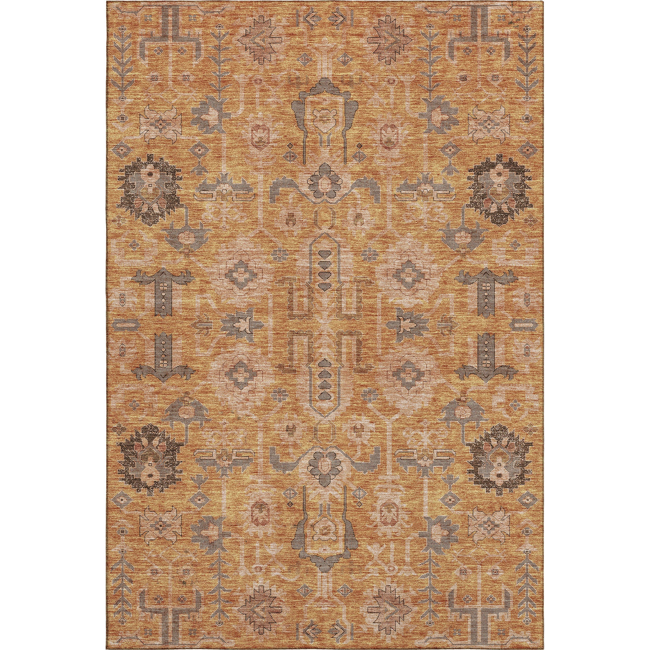 Hoi An Machine Washable Traditional Terracotta Orange Rug 2'6" x 3'10" #shape_Rectangle