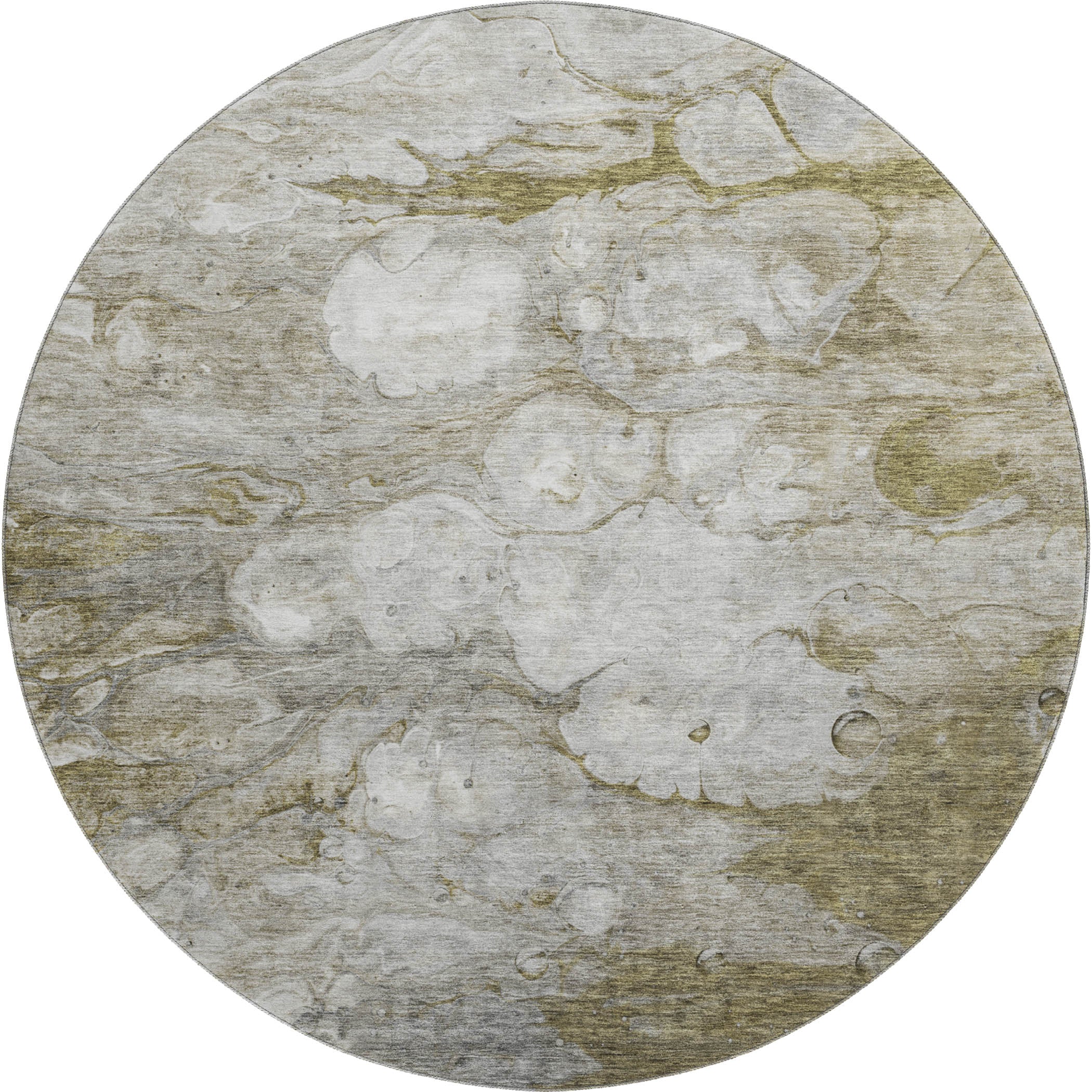 Chiang Mai Machine Washable Transitional Brown Rug 8' x 8' #shape_Round