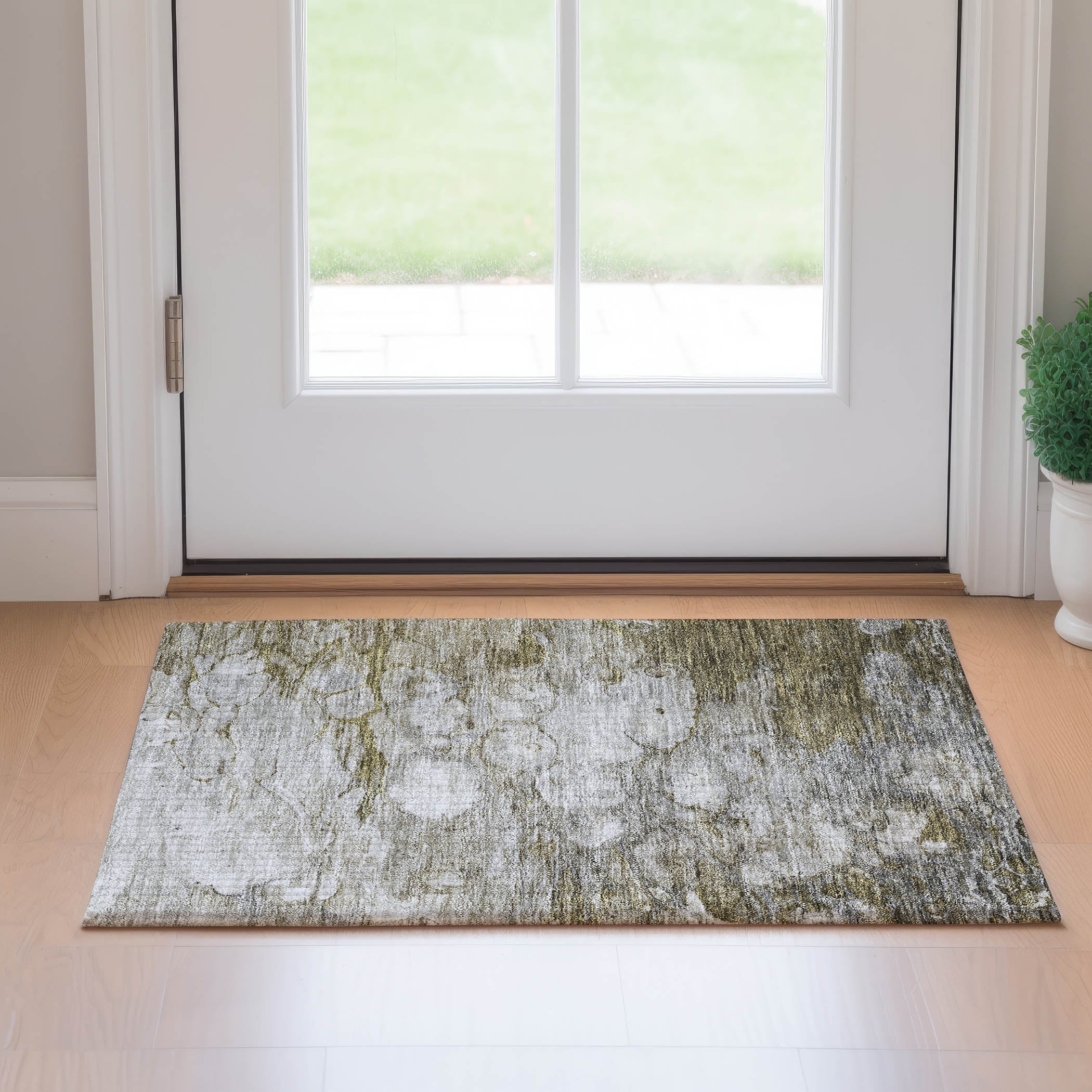 Chiang Mai Machine Washable Transitional Brown Rug 1'8" x 2'6" #shape_Rectangle