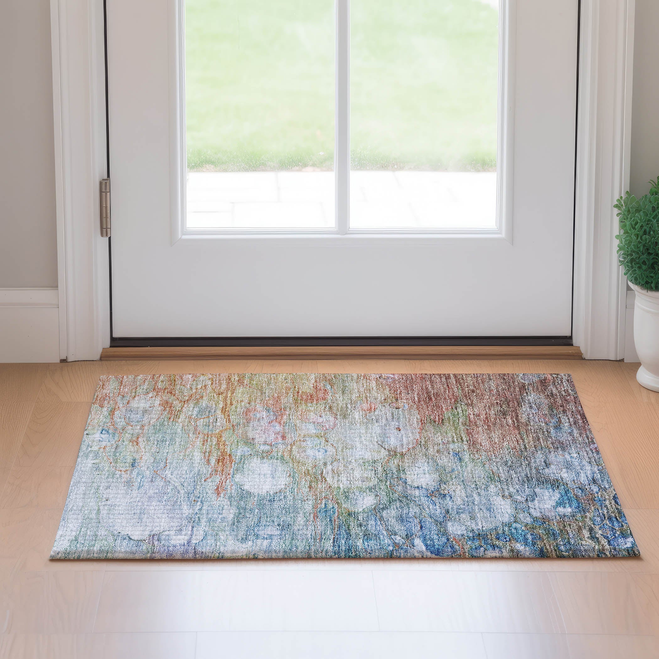 Chiang Mai Machine Washable Transitional Coral Orange Rug 1'8" x 2'6" #shape_Rectangle