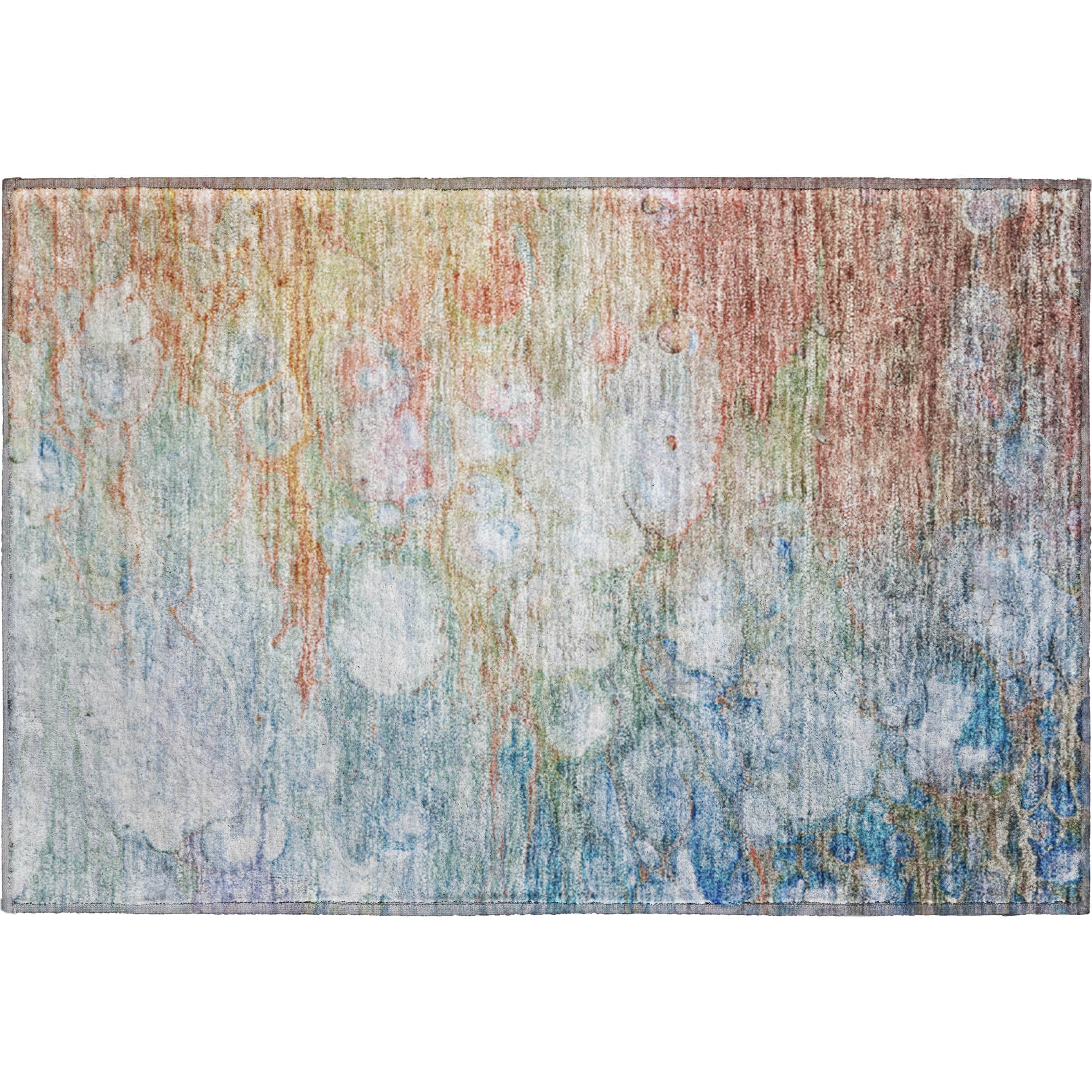 Chiang Mai Machine Washable Transitional Coral Orange Rug 1'8" x 2'6" #shape_Rectangle