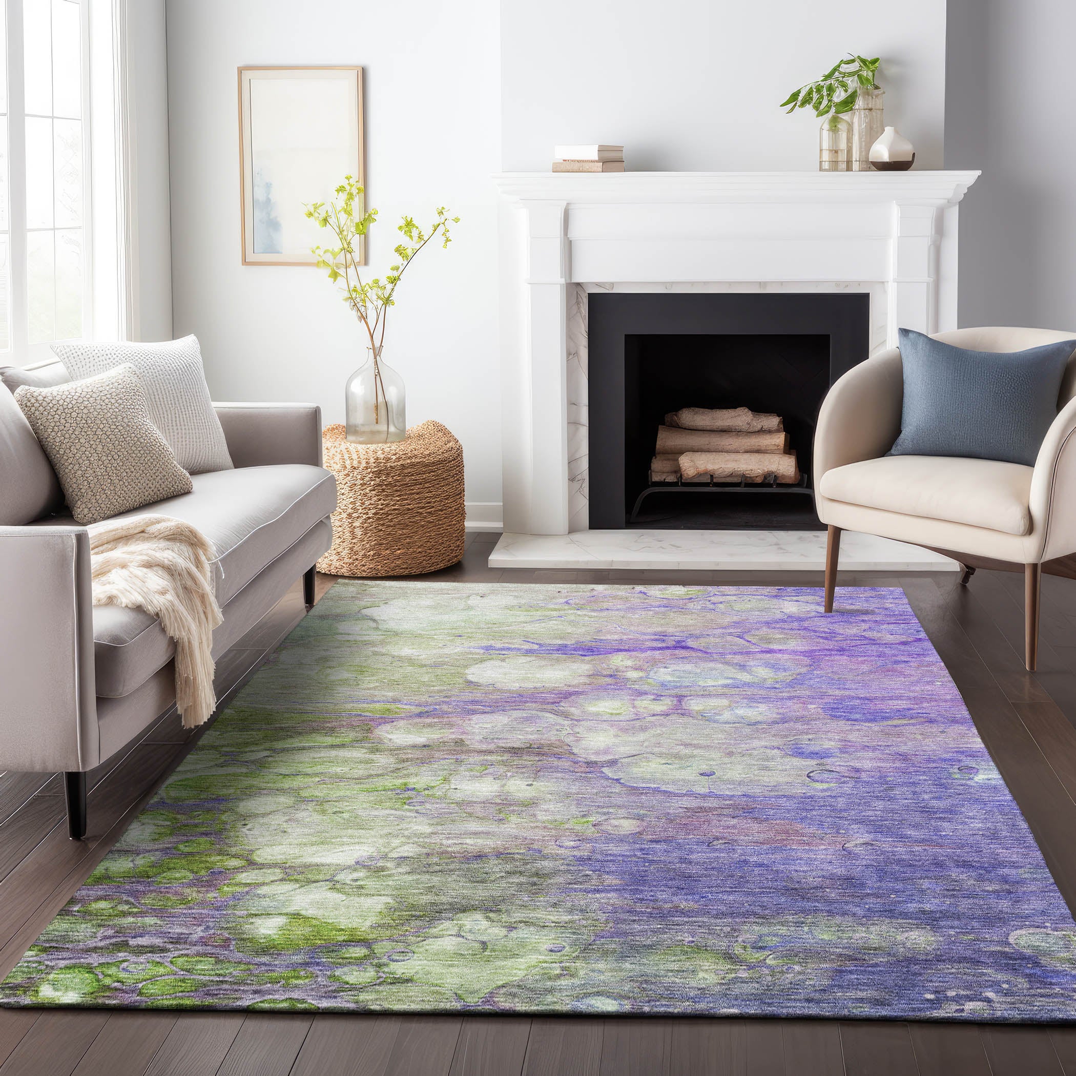 Chiang Mai Machine Washable Transitional Purple Rug 2'6" x 3'10" #shape_Rectangle