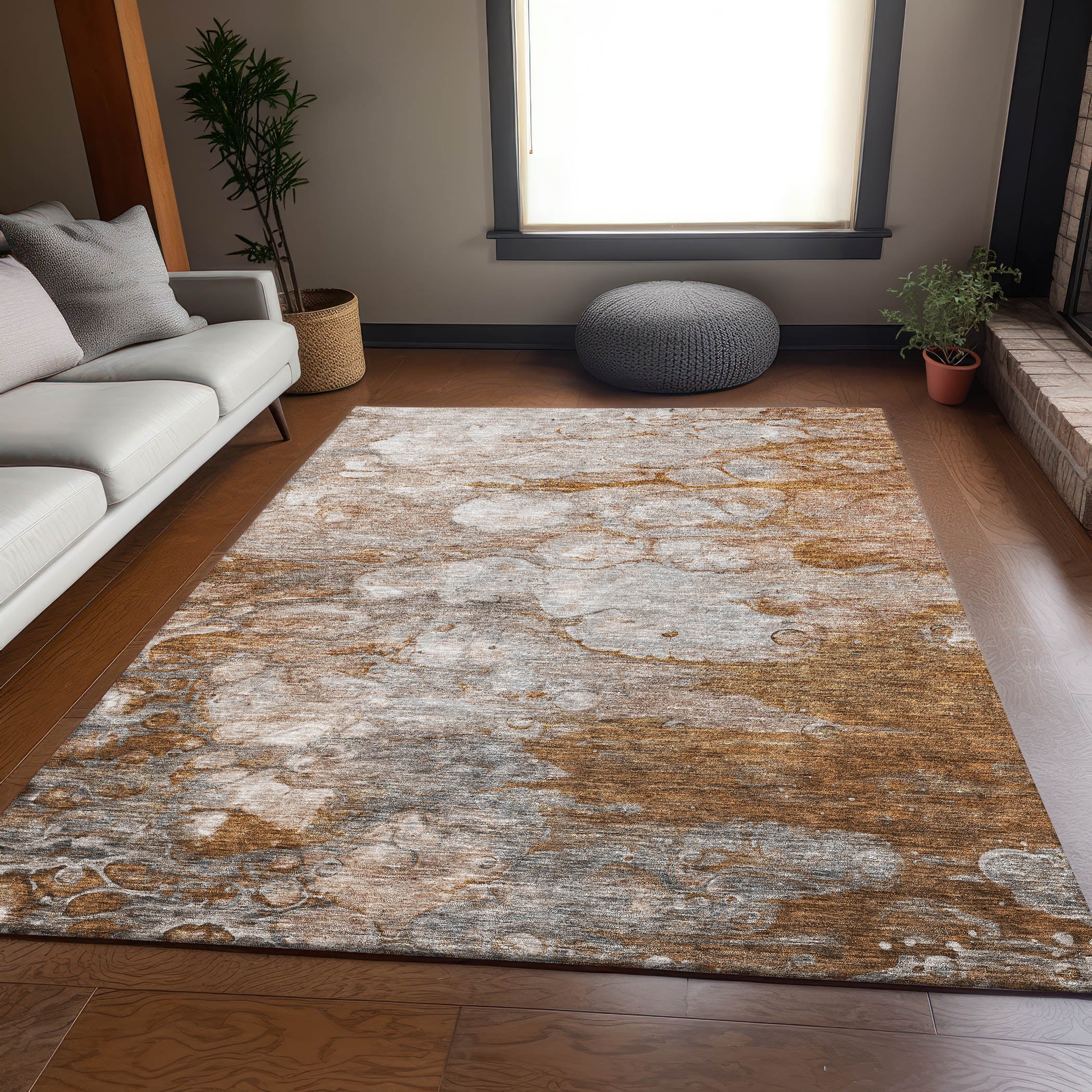 Chiang Mai Machine Washable Transitional Terracotta Orange Rug 2'6" x 3'10" #shape_Rectangle