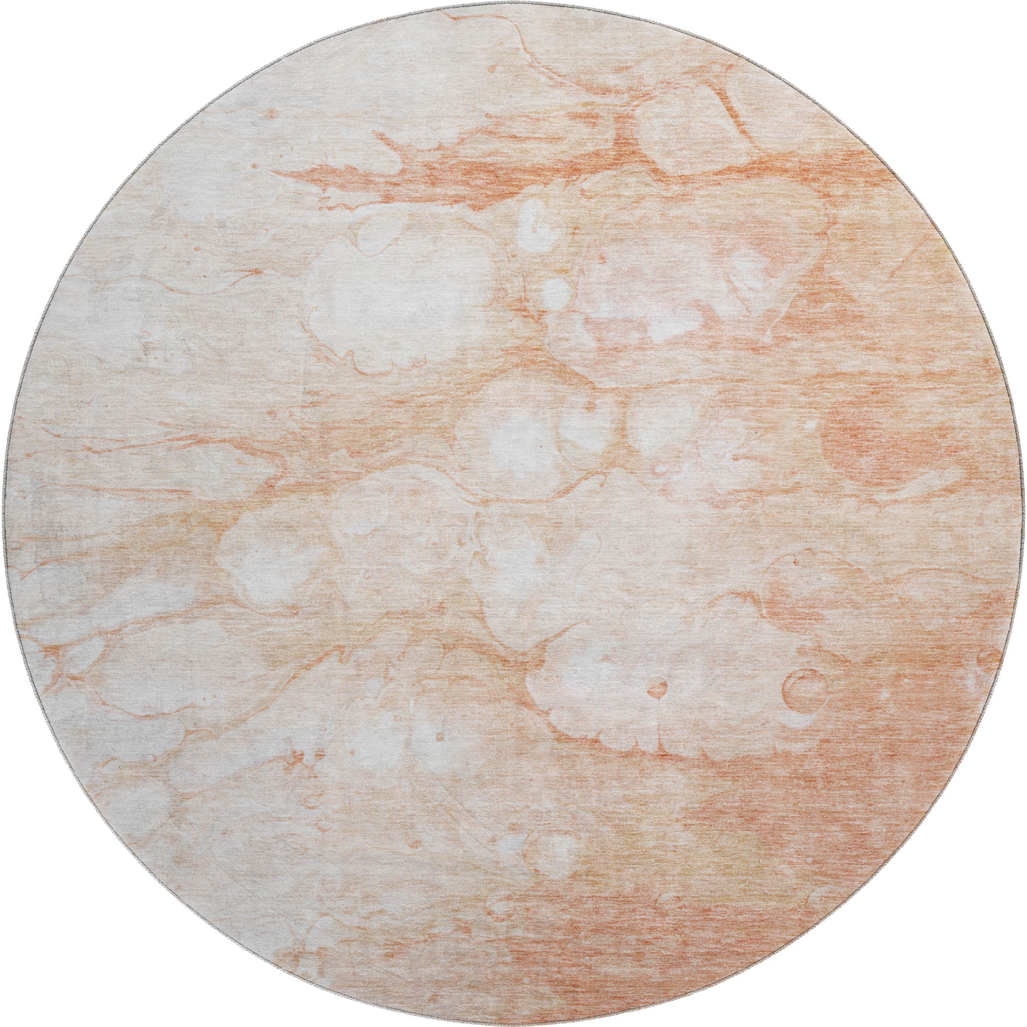 Havana Machine Washable Transitional Coral Orange Rug 8' x 8' #shape_Round