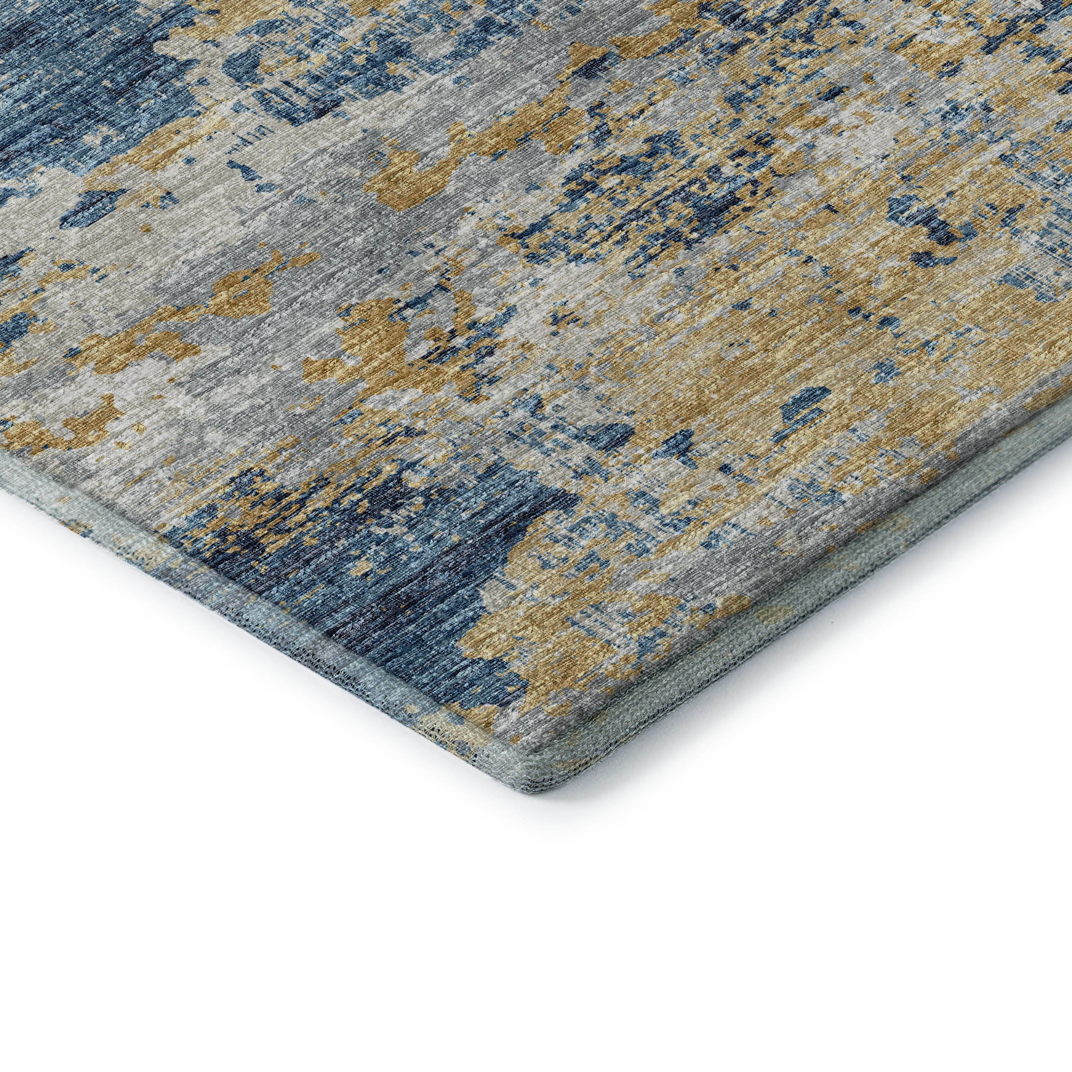 Dublin Machine Washable Transitional Blue Navy Rug 1'8" x 2'6" #shape_Rectangle