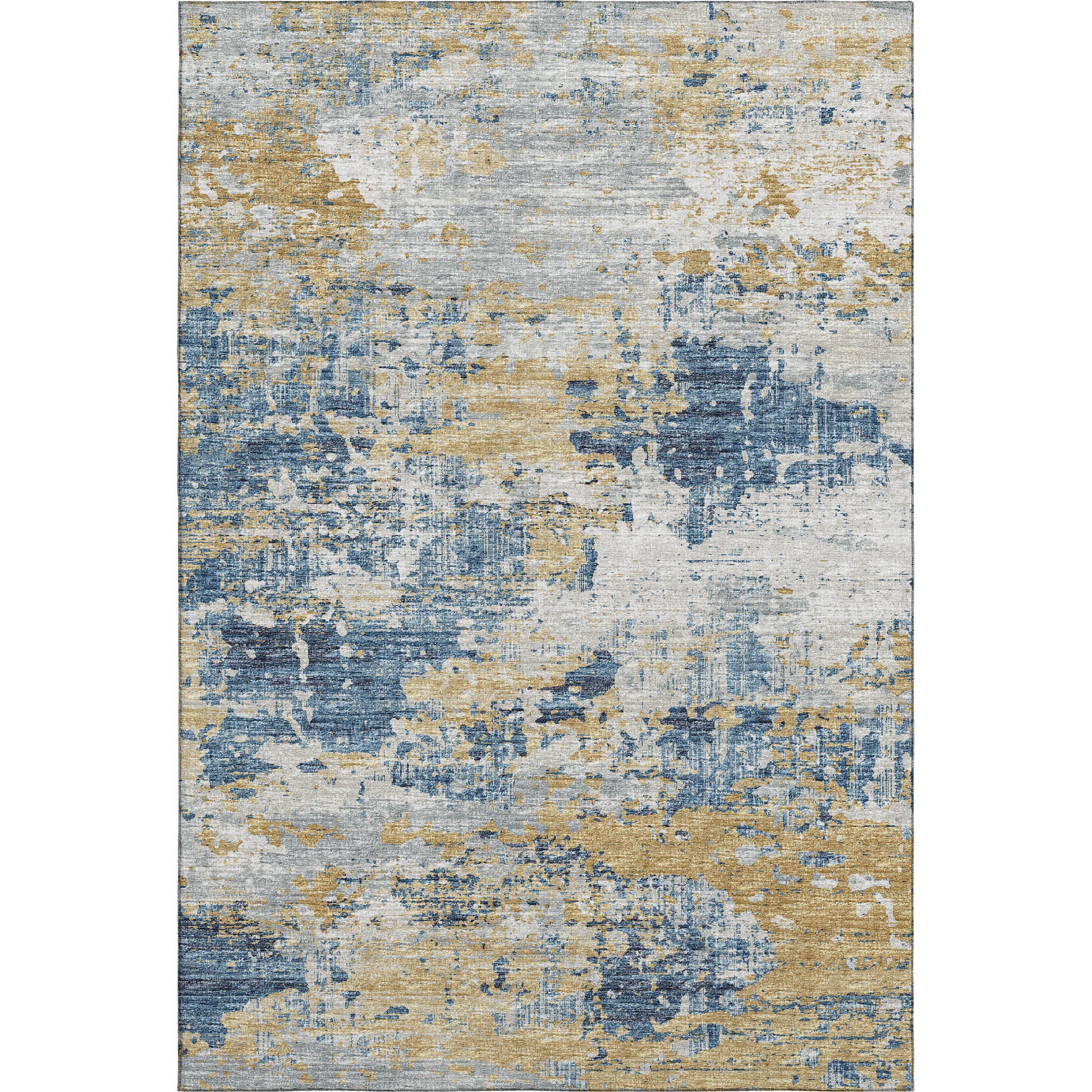 Dublin Machine Washable Transitional Blue Navy Rug 2'6" x 3'10" #shape_Rectangle