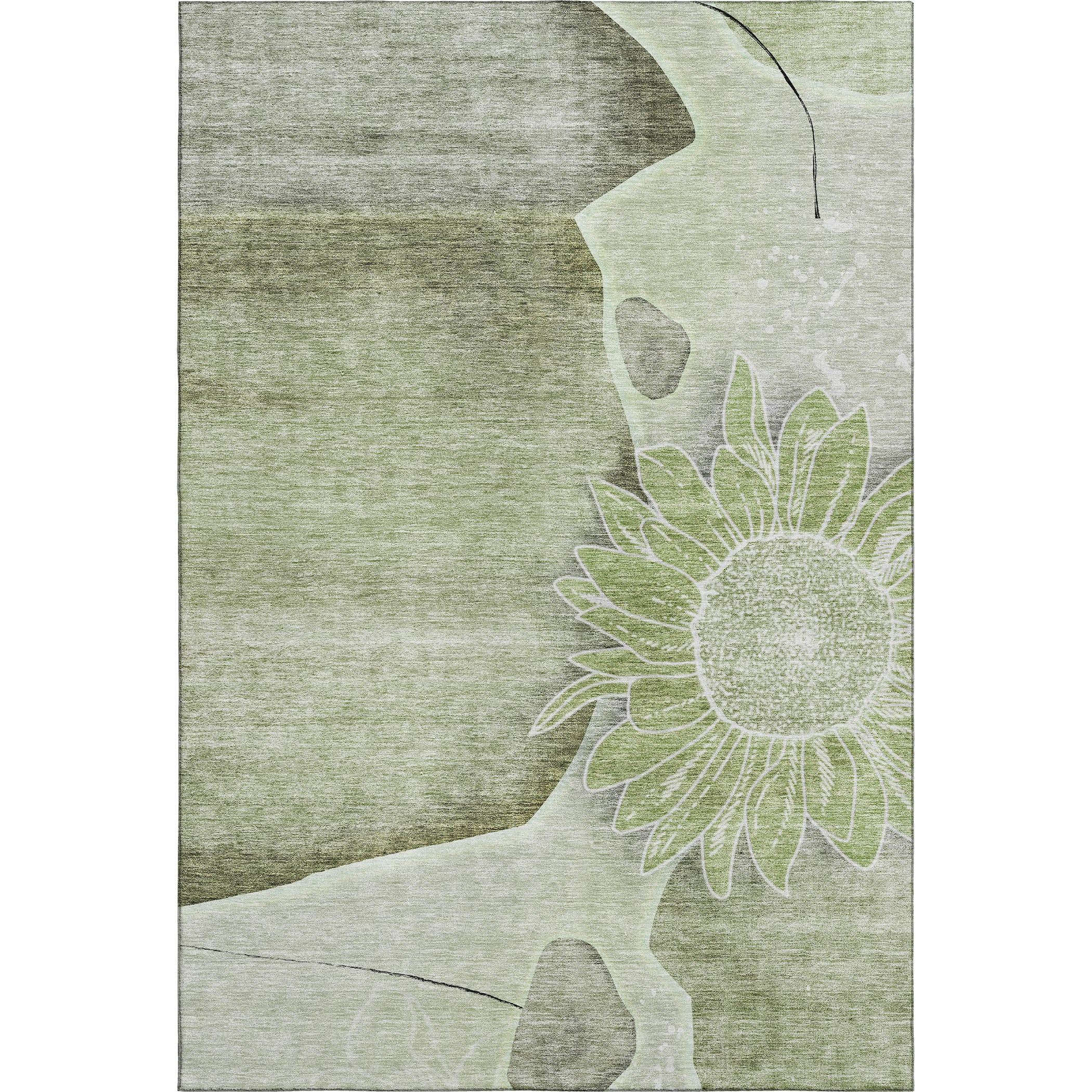 Oaxaca Machine Washable Transitional Aloe Green Rug 2'6" x 3'10" #shape_Rectangle