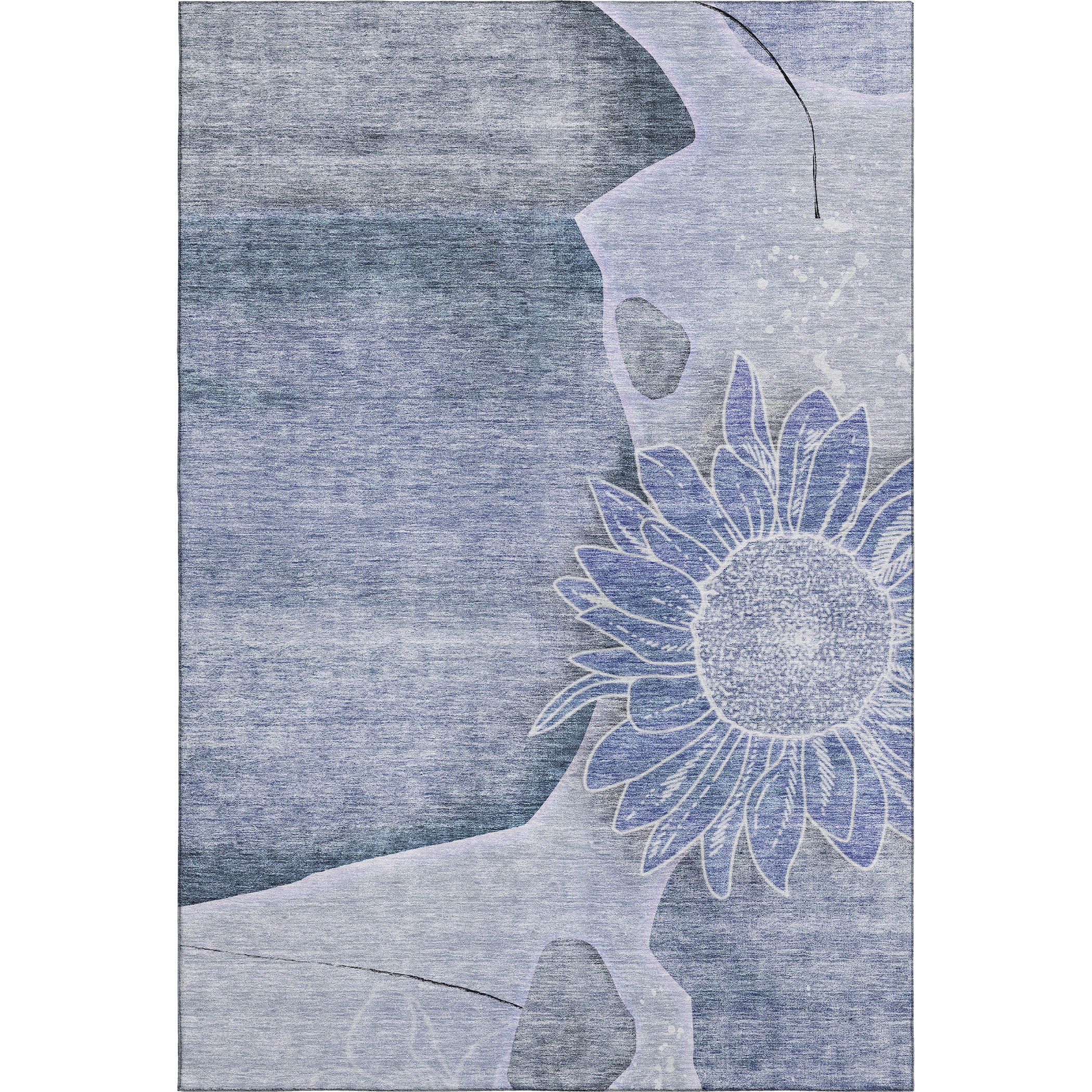 Oaxaca Machine Washable Transitional Blue Rug 2'6" x 3'10" #shape_Rectangle
