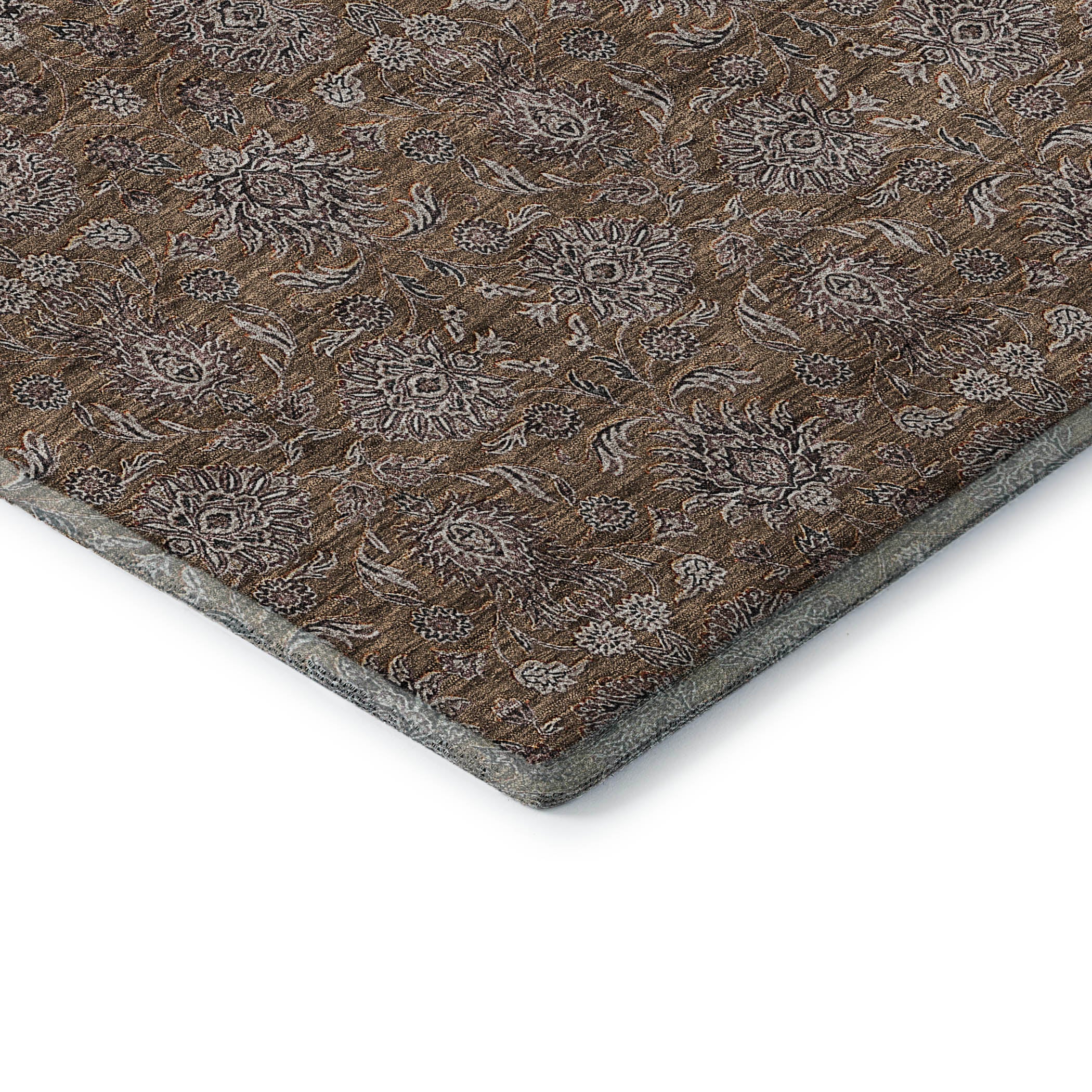 Rome Machine Washable Transitional Chocolate Brown Rug 1'8" x 2'6" #shape_Rectangle
