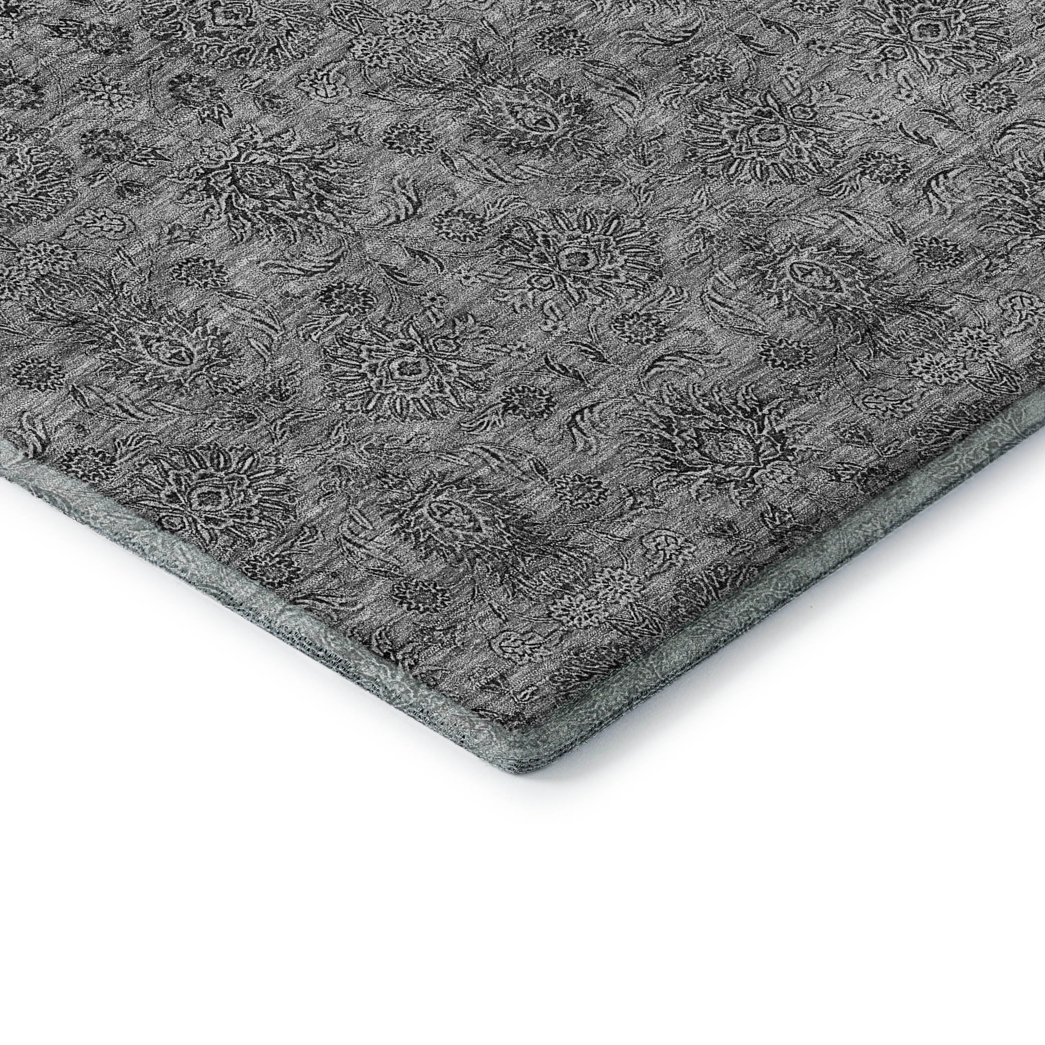 Rome Machine Washable Transitional Gray Rug 1'8" x 2'6" #shape_Rectangle