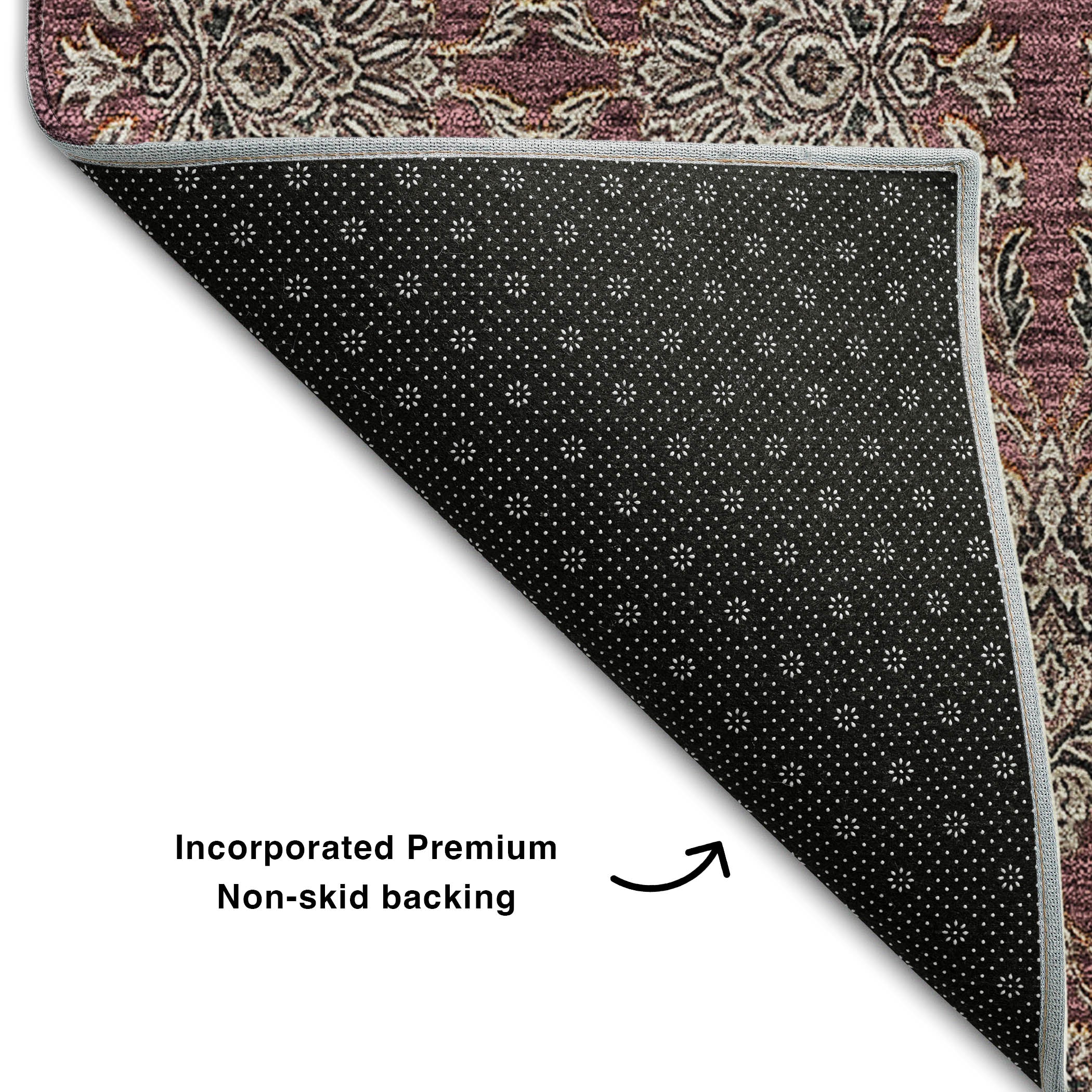 Rome Machine Washable Transitional Merlot Red Rug 1'8" x 2'6" #shape_Rectangle