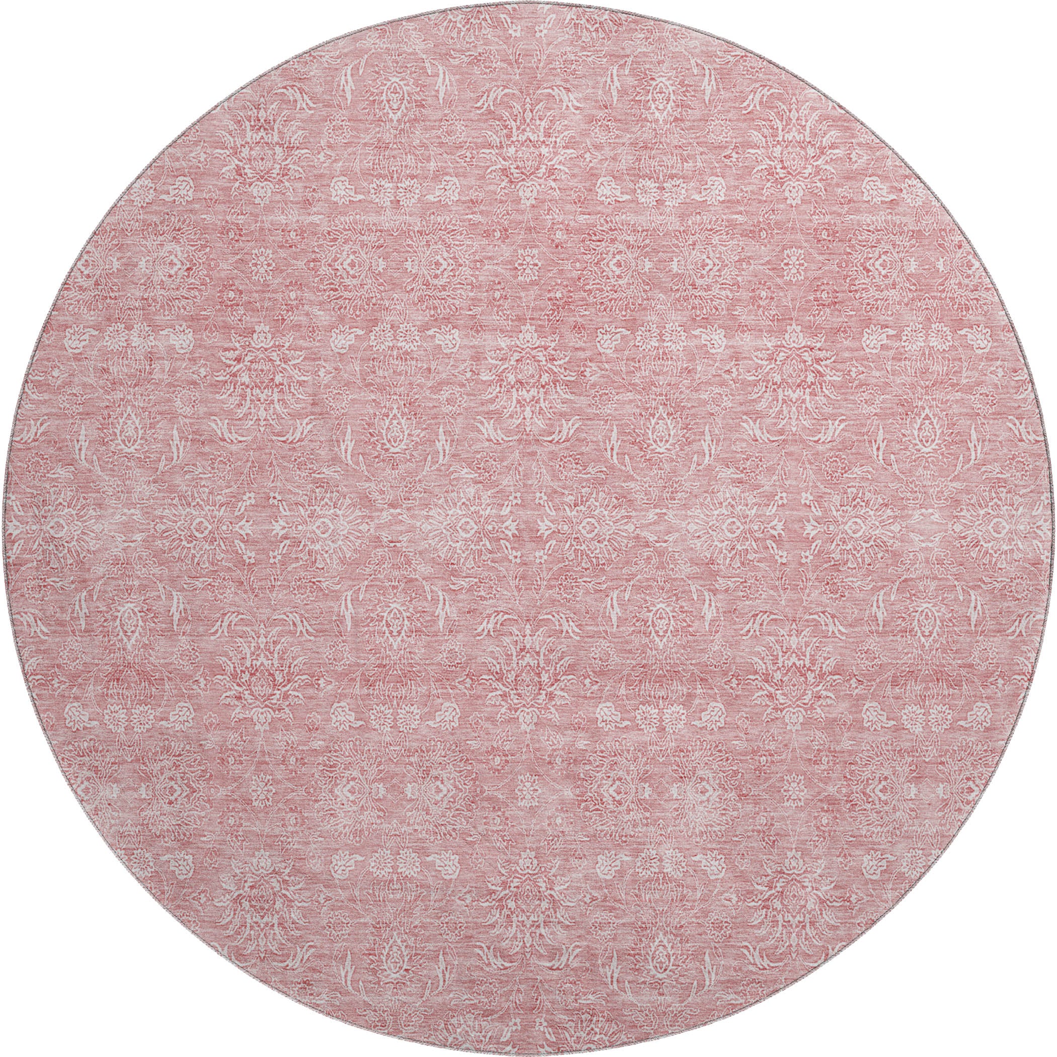 Marrakech Machine Washable Transitional Blush Pink Rug 8' x 8' #shape_Round