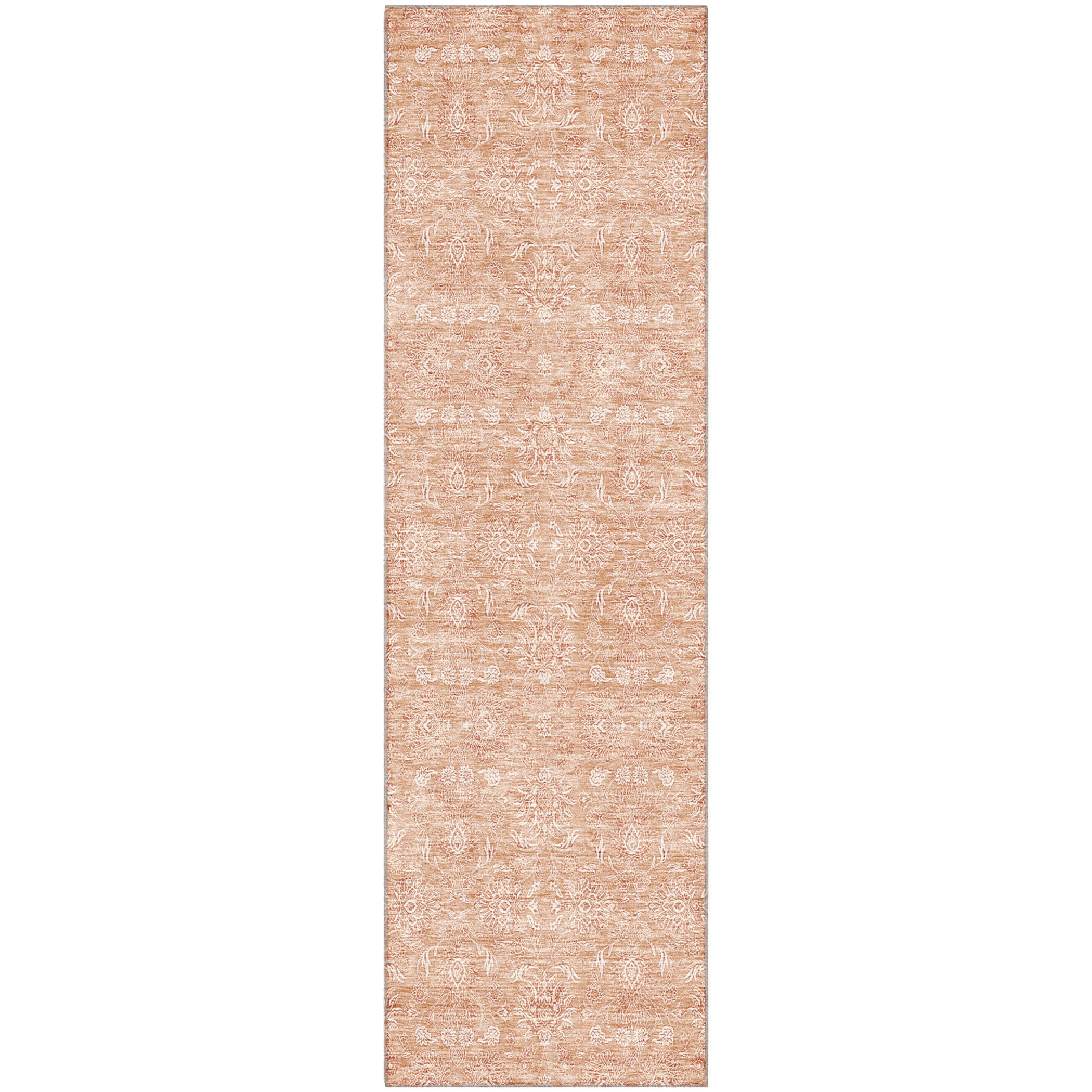 Marrakech Machine Washable Transitional Coral Orange Rug 2'3" x 7'6" #shape_Runner