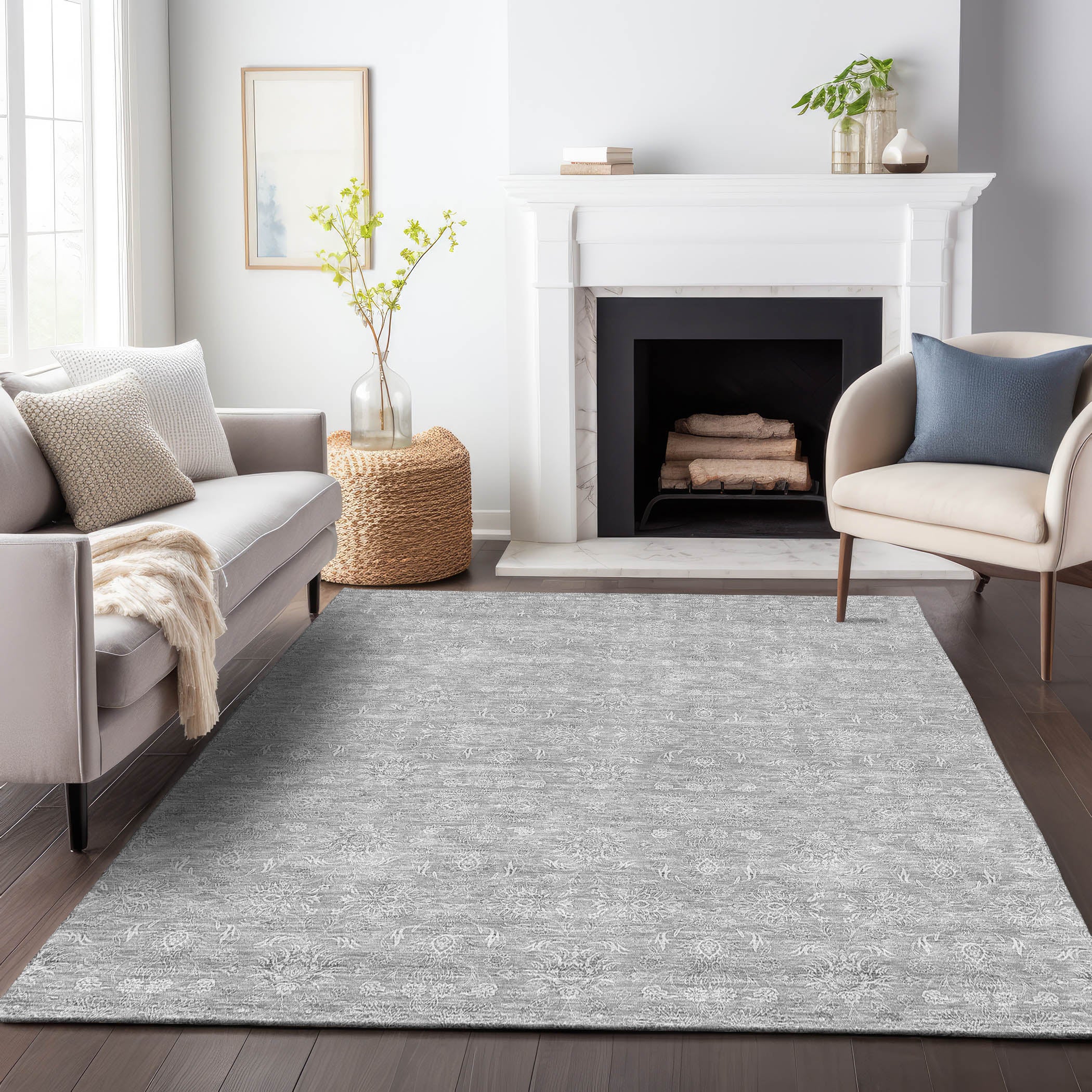Marrakech Machine Washable Transitional Gray Rug 2'6" x 3'10" #shape_Rectangle