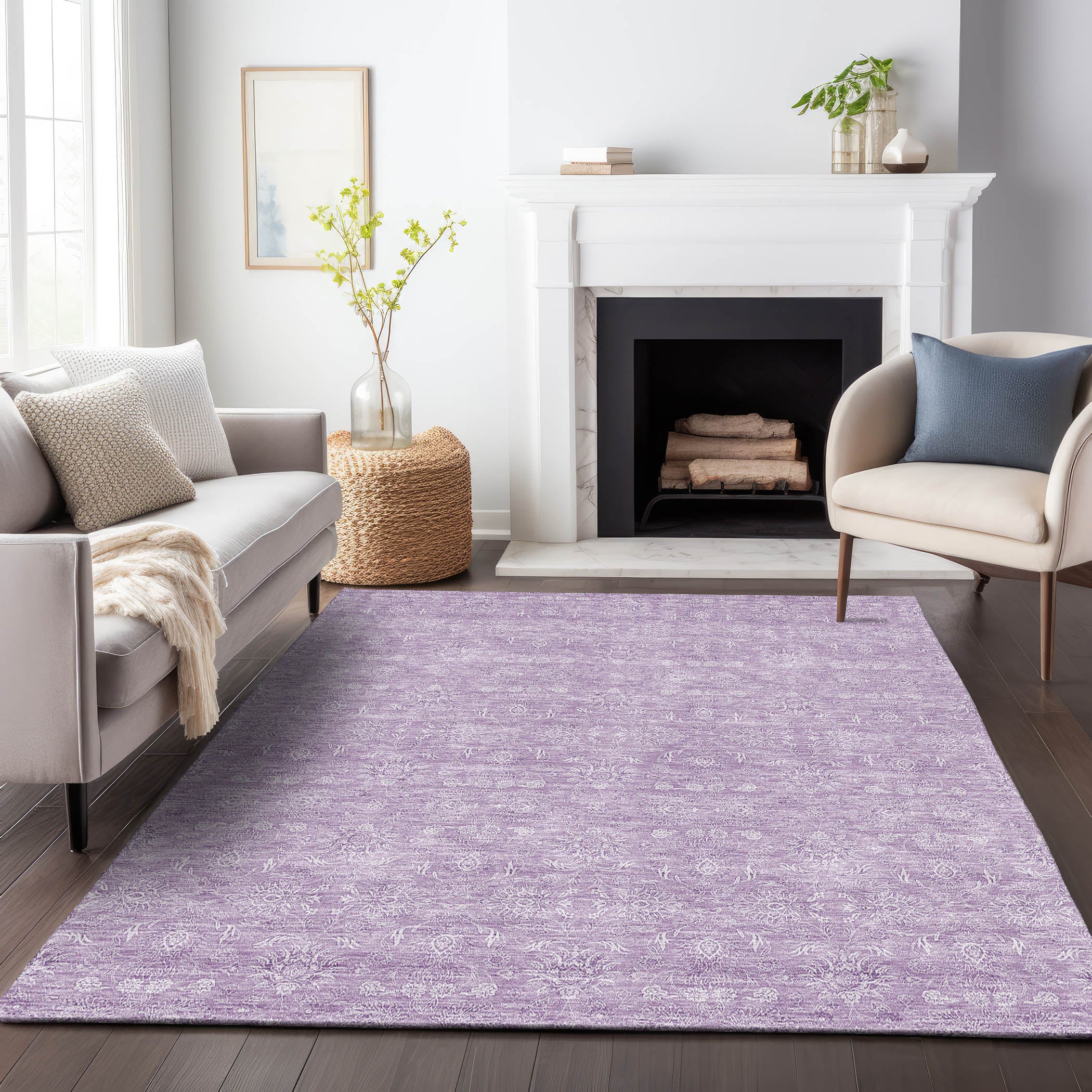 Marrakech Machine Washable Transitional Lavender Purple Rug 2'6" x 3'10" #shape_Rectangle