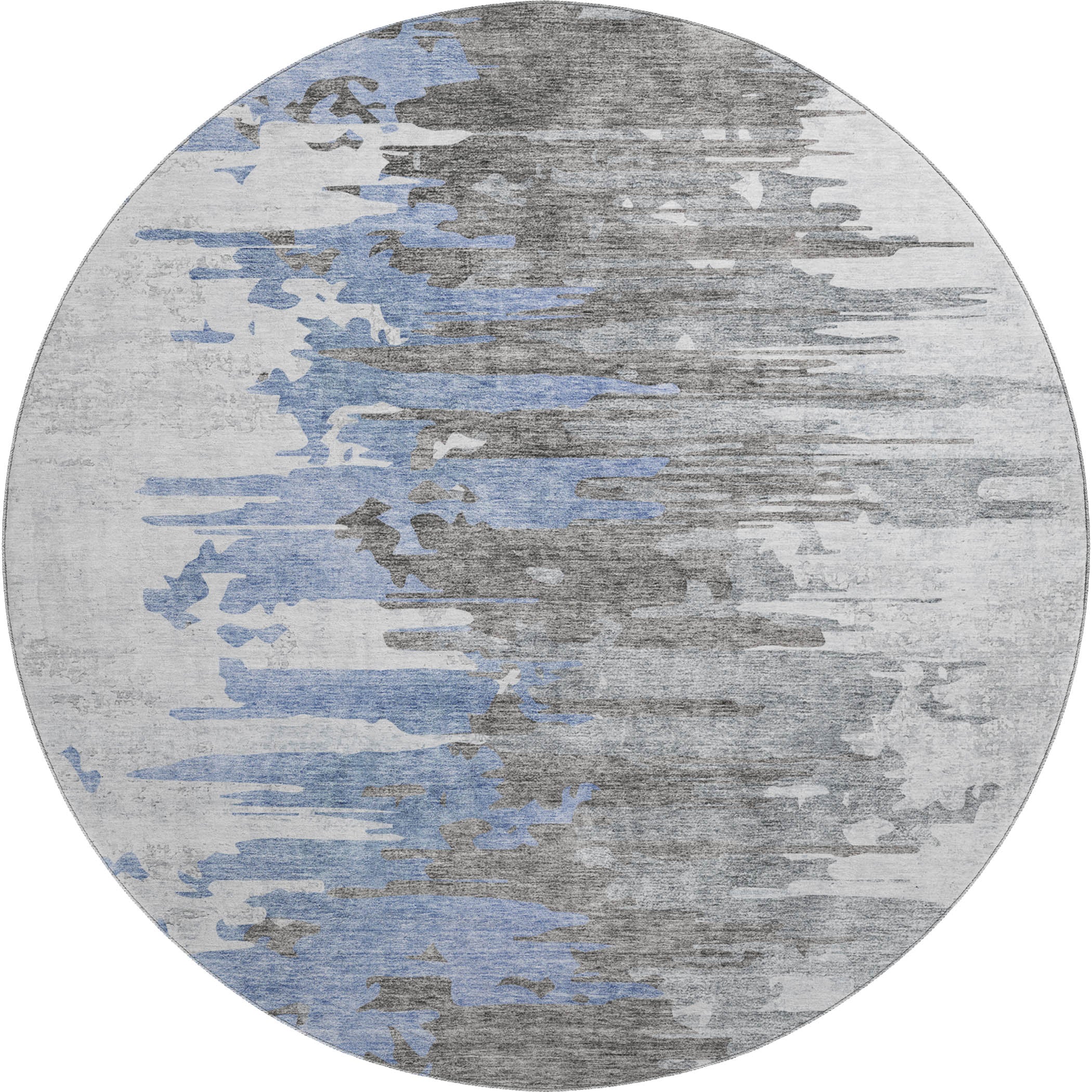 Siena Machine Washable Transitional Blue Rug 8' x 8' #shape_Round