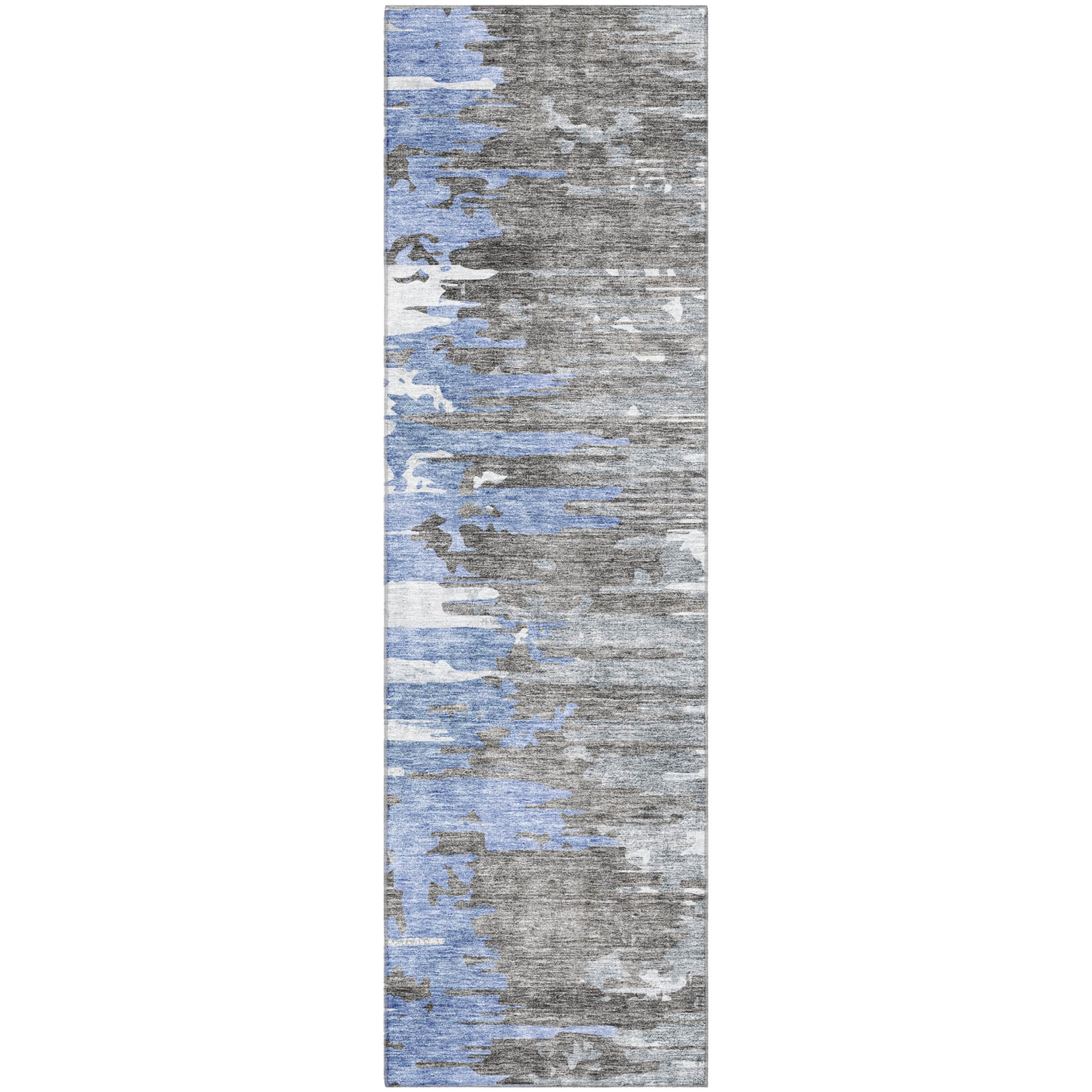 Siena Machine Washable Transitional Blue Rug 2'3" x 7'6" #shape_Runner