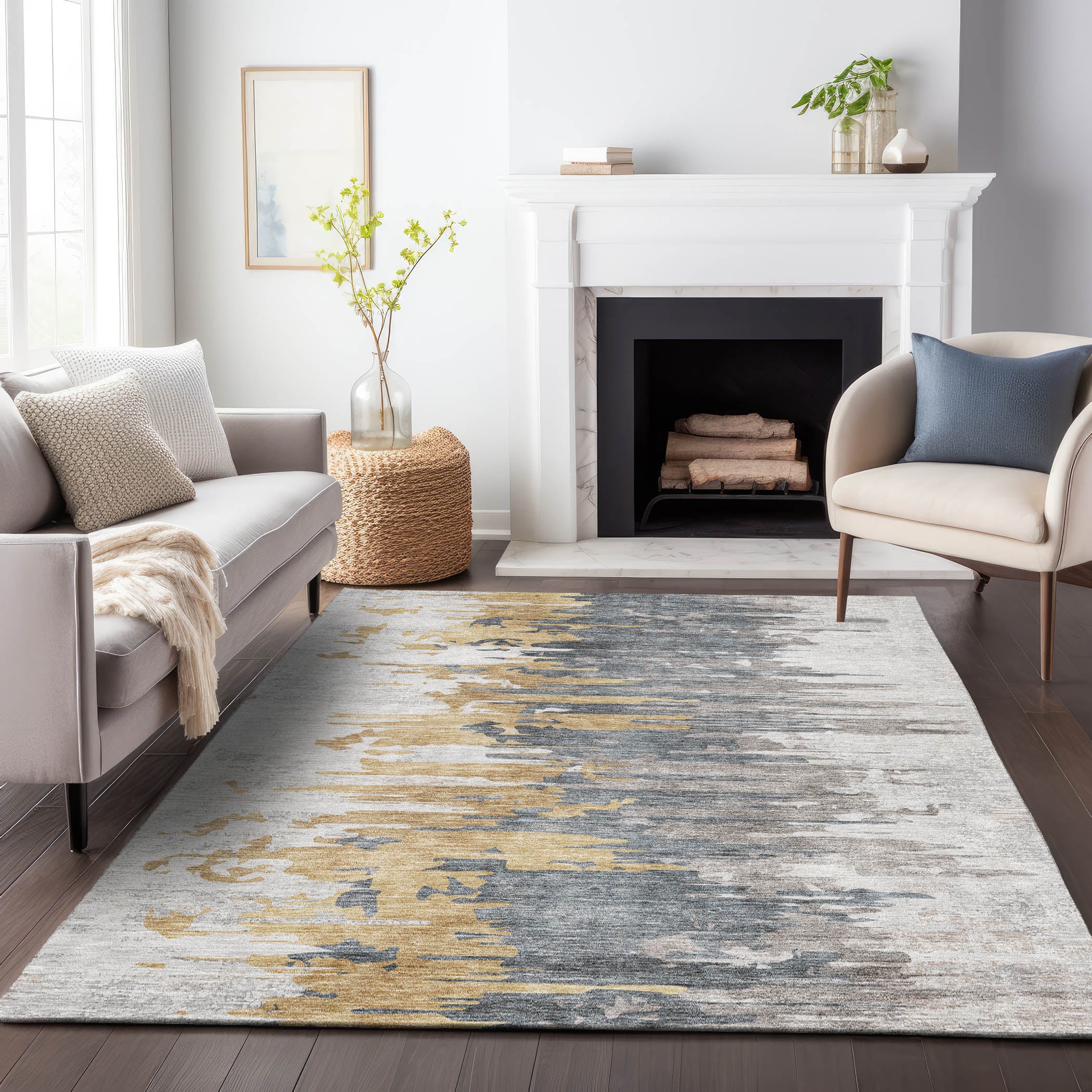 Siena Machine Washable Transitional Ivory Rug 2'6" x 3'10" #shape_Rectangle