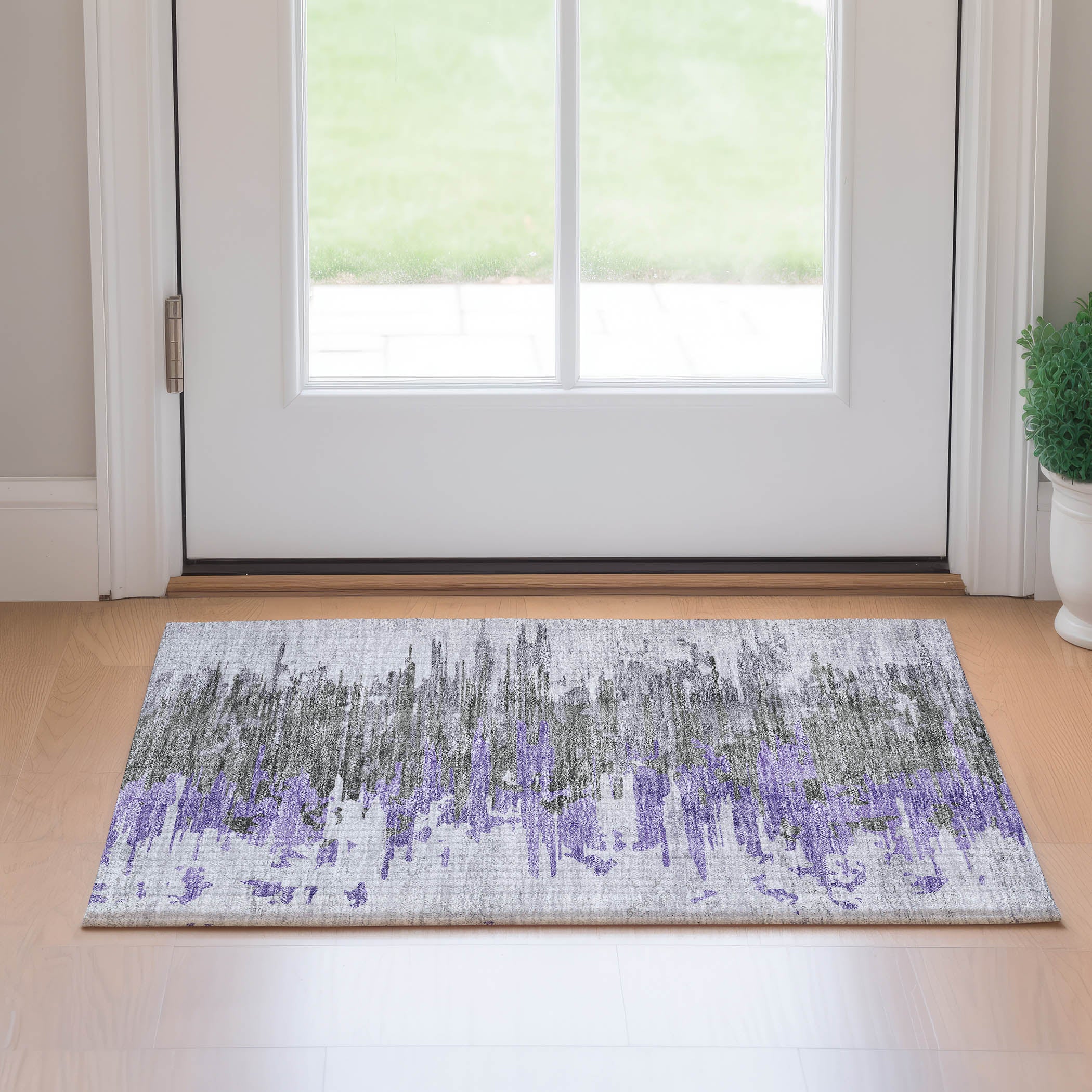 Siena Machine Washable Transitional Purple Rug 1'8" x 2'6" #shape_Rectangle