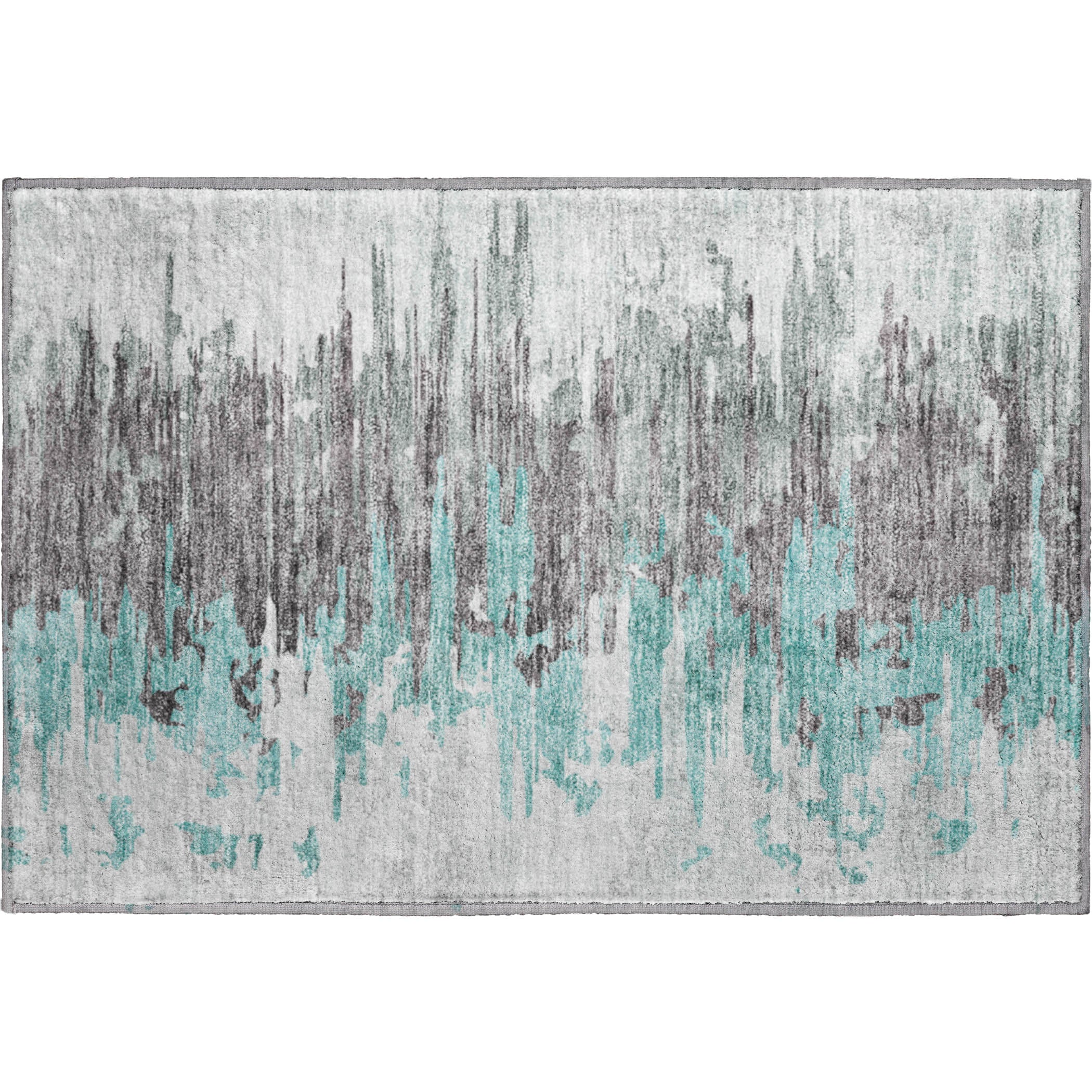 Siena Machine Washable Transitional Teal Rug 1'8" x 2'6" #shape_Rectangle