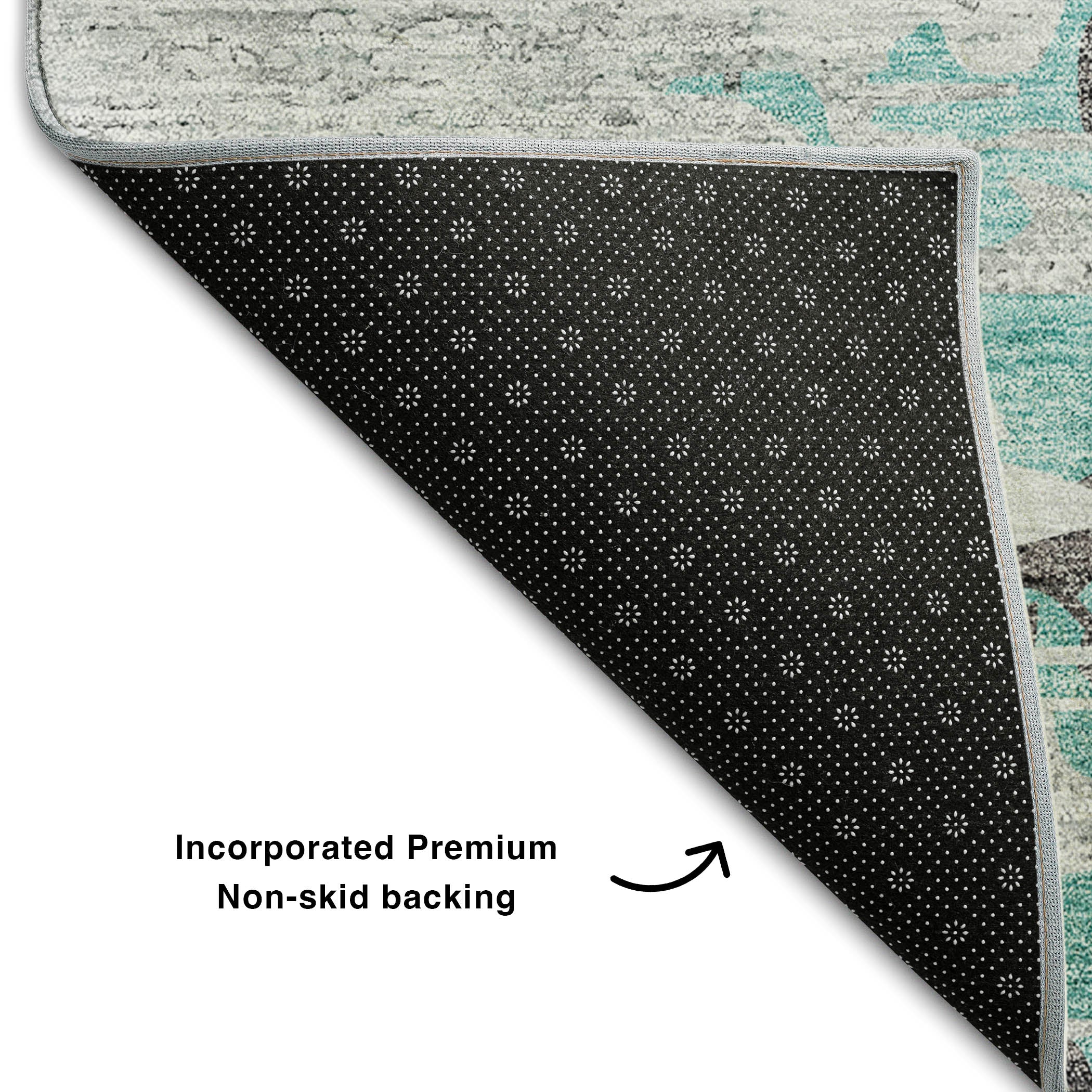 Siena Machine Washable Transitional Teal Rug 1'8" x 2'6" #shape_Rectangle
