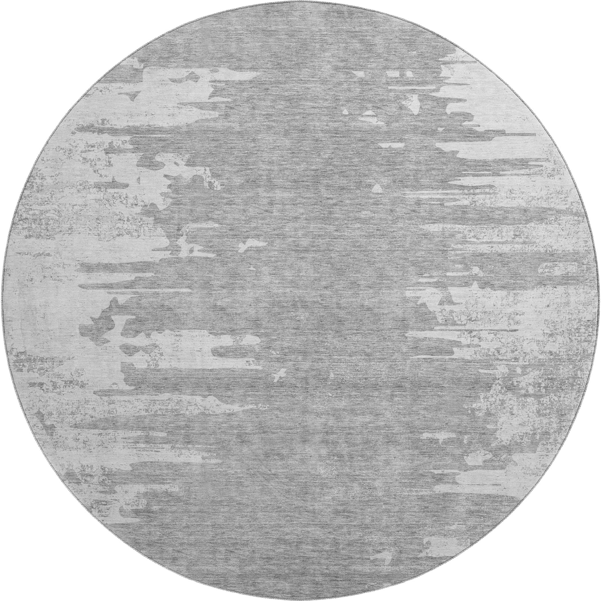 Kyoto Machine Washable Transitional Silver Gray Rug 8' x 8' #shape_Round
