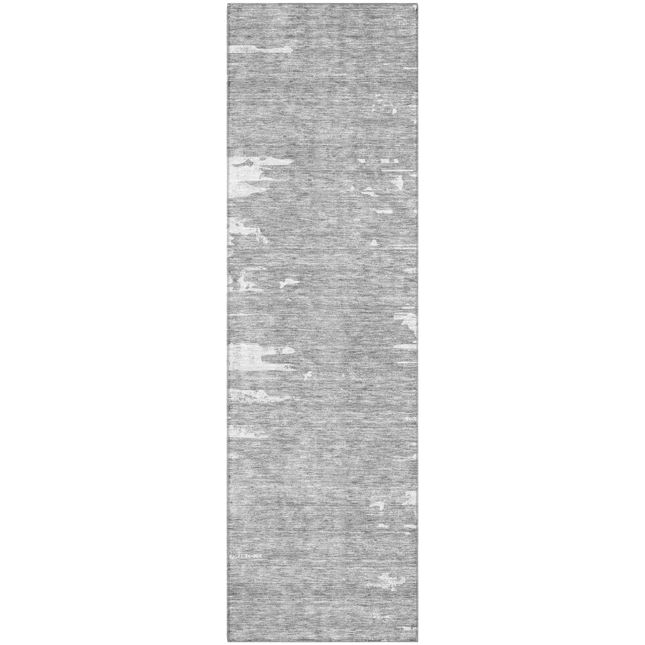 Kyoto Machine Washable Transitional Silver Gray Rug 2'3" x 7'6" #shape_Runner