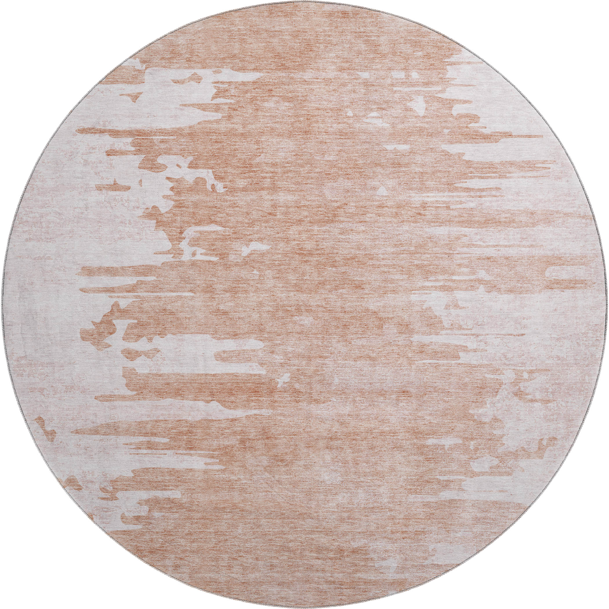 Kyoto Machine Washable Transitional Terracotta Orange Rug 8' x 8' #shape_Round
