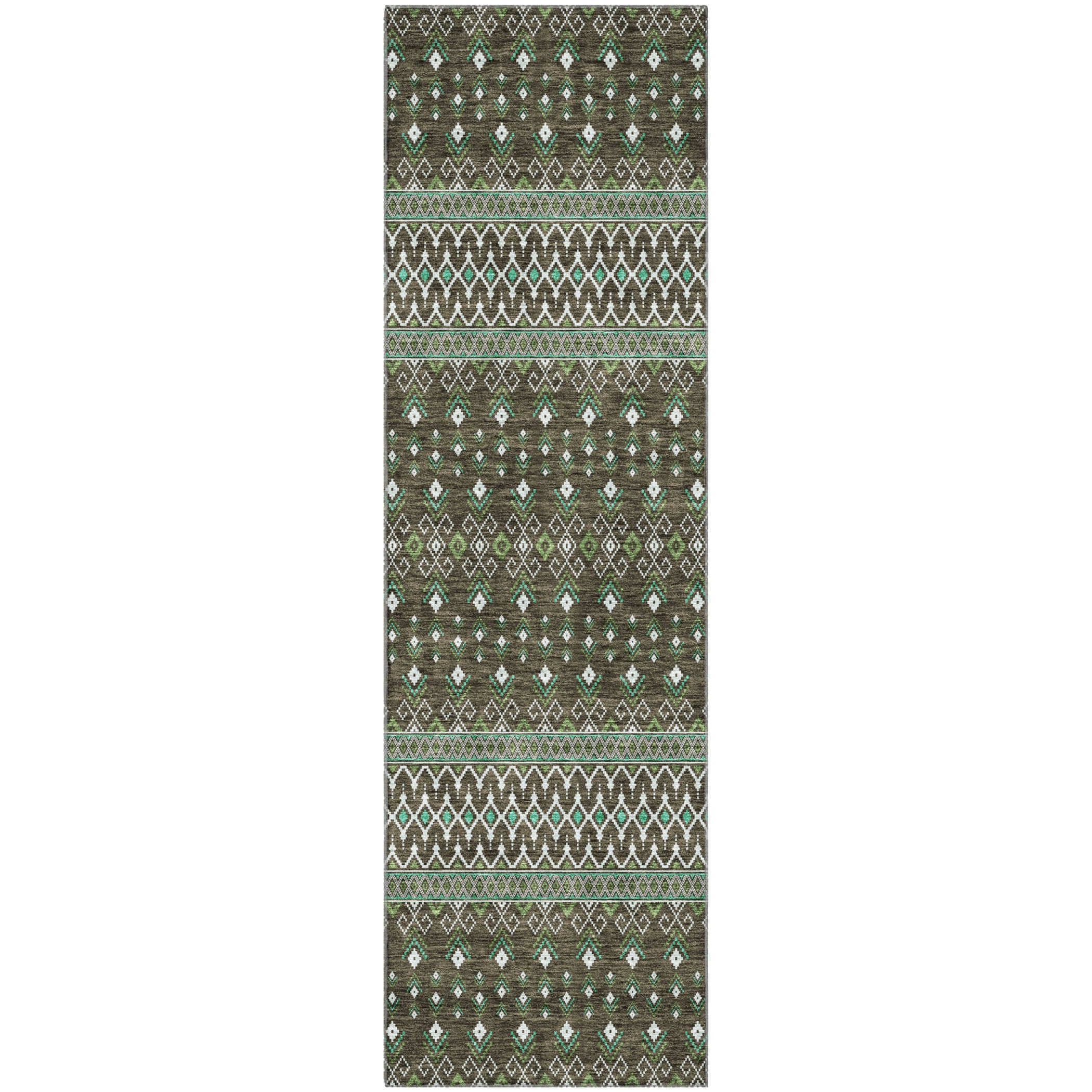 Split Machine Washable Transitional Brown Rug 2'3" x 7'6" #shape_Runner