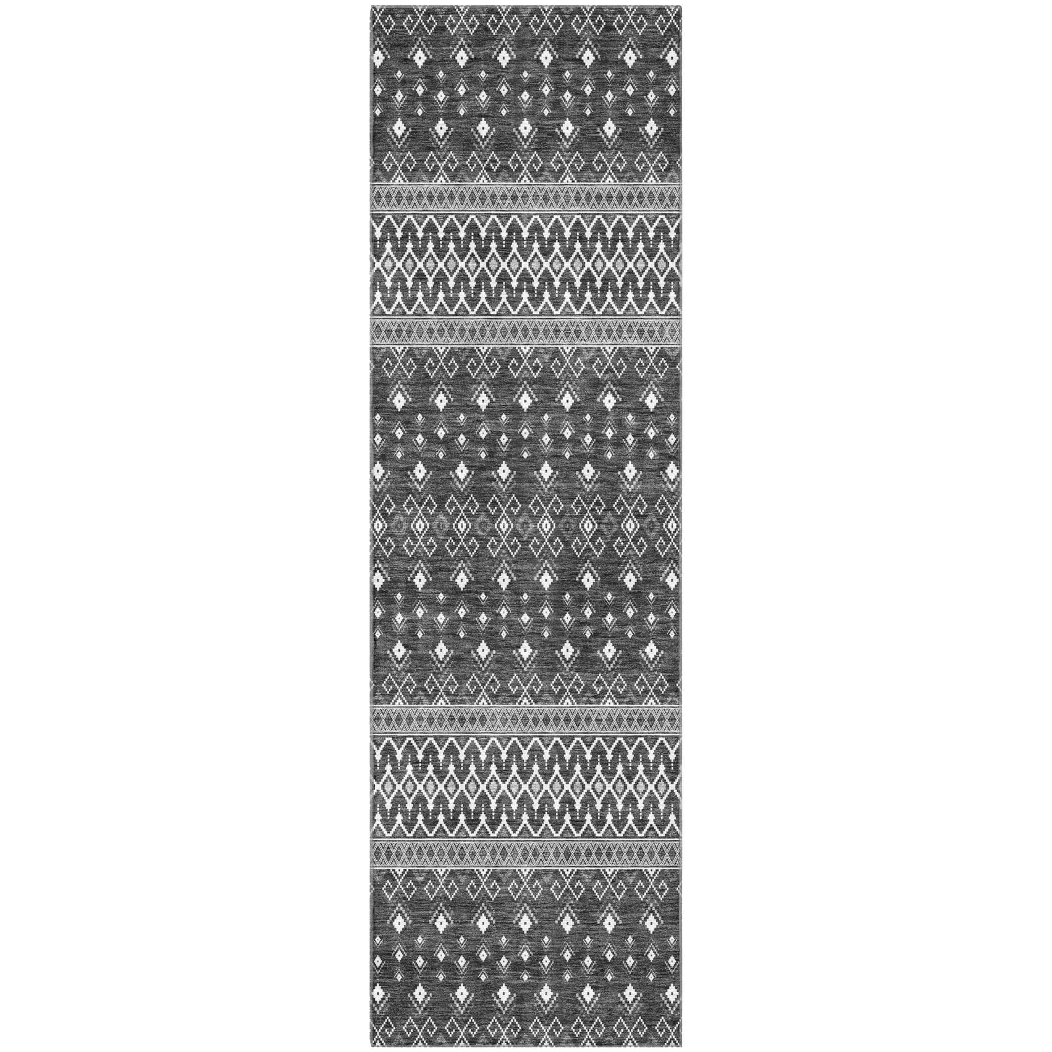Split Machine Washable Transitional Gray Rug 2'3" x 7'6" #shape_Runner