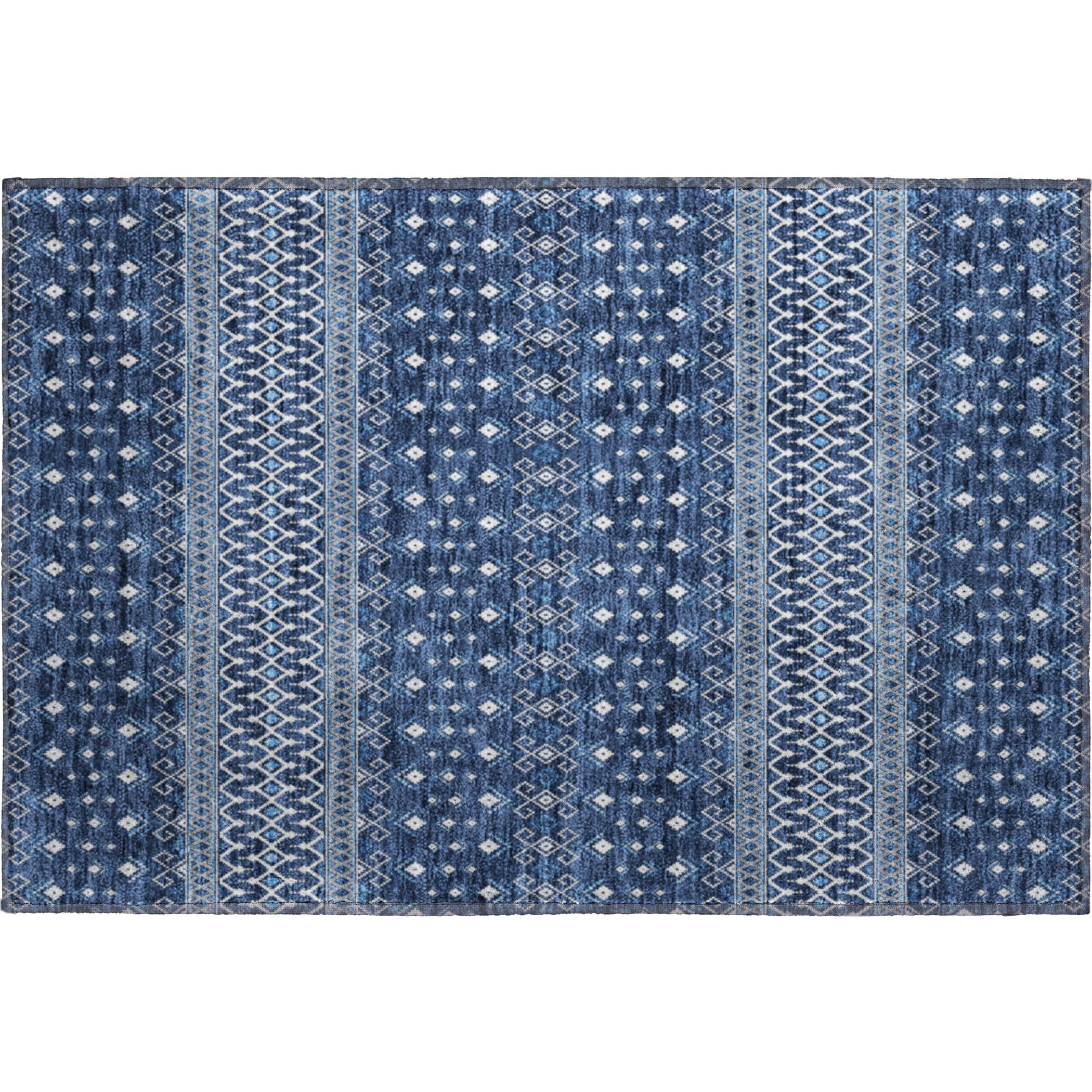 Split Machine Washable Transitional Navy Blue Rug 1'8" x 2'6" #shape_Rectangle