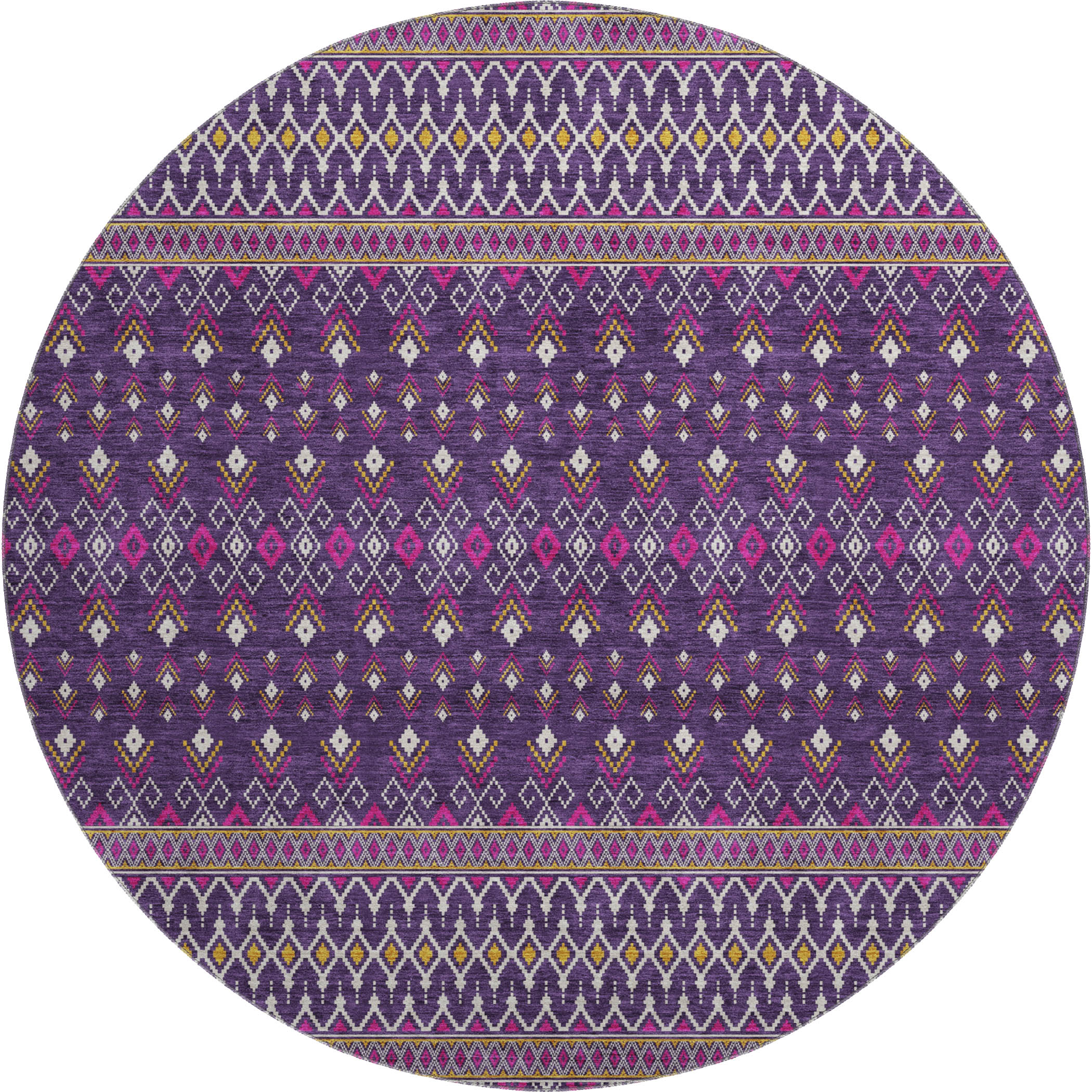 Split Machine Washable Transitional Purple Rug 8' x 8' #shape_Round