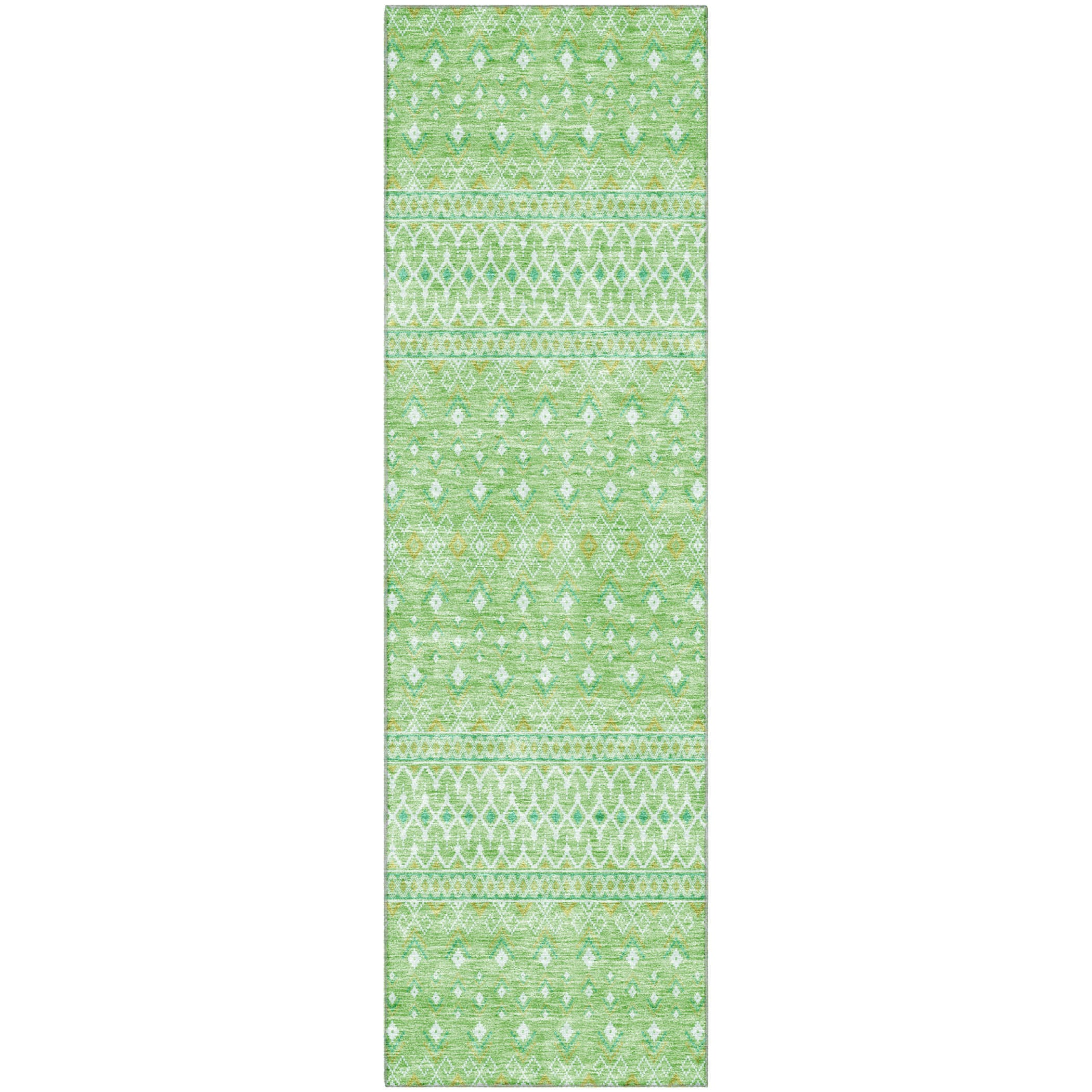 Oaxaca Machine Washable Transitional Aloe Green Rug 2'3" x 7'6" #shape_Runner