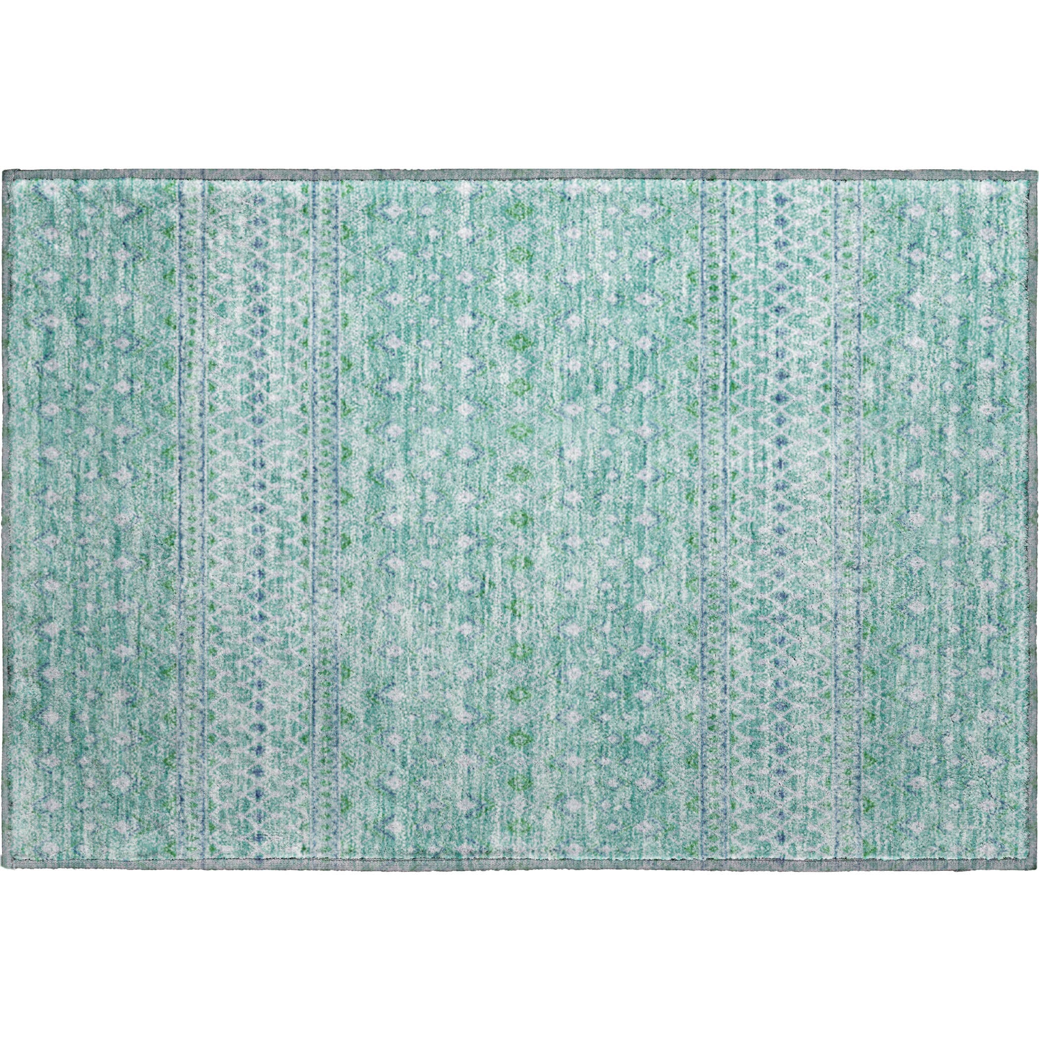Oaxaca Machine Washable Transitional Aqua Teal Rug 1'8" x 2'6" #shape_Rectangle