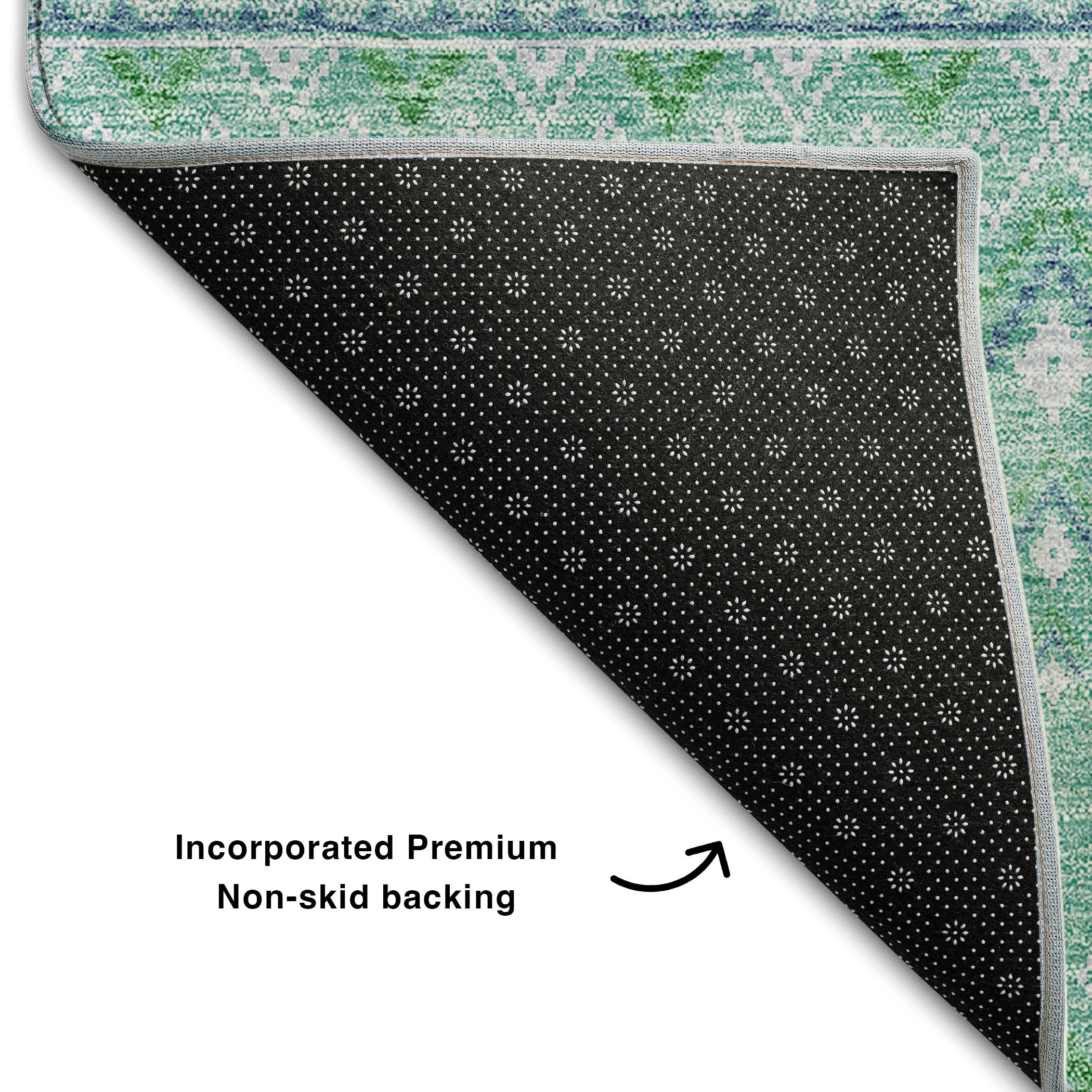 Oaxaca Machine Washable Transitional Aqua Teal Rug 1'8" x 2'6" #shape_Rectangle