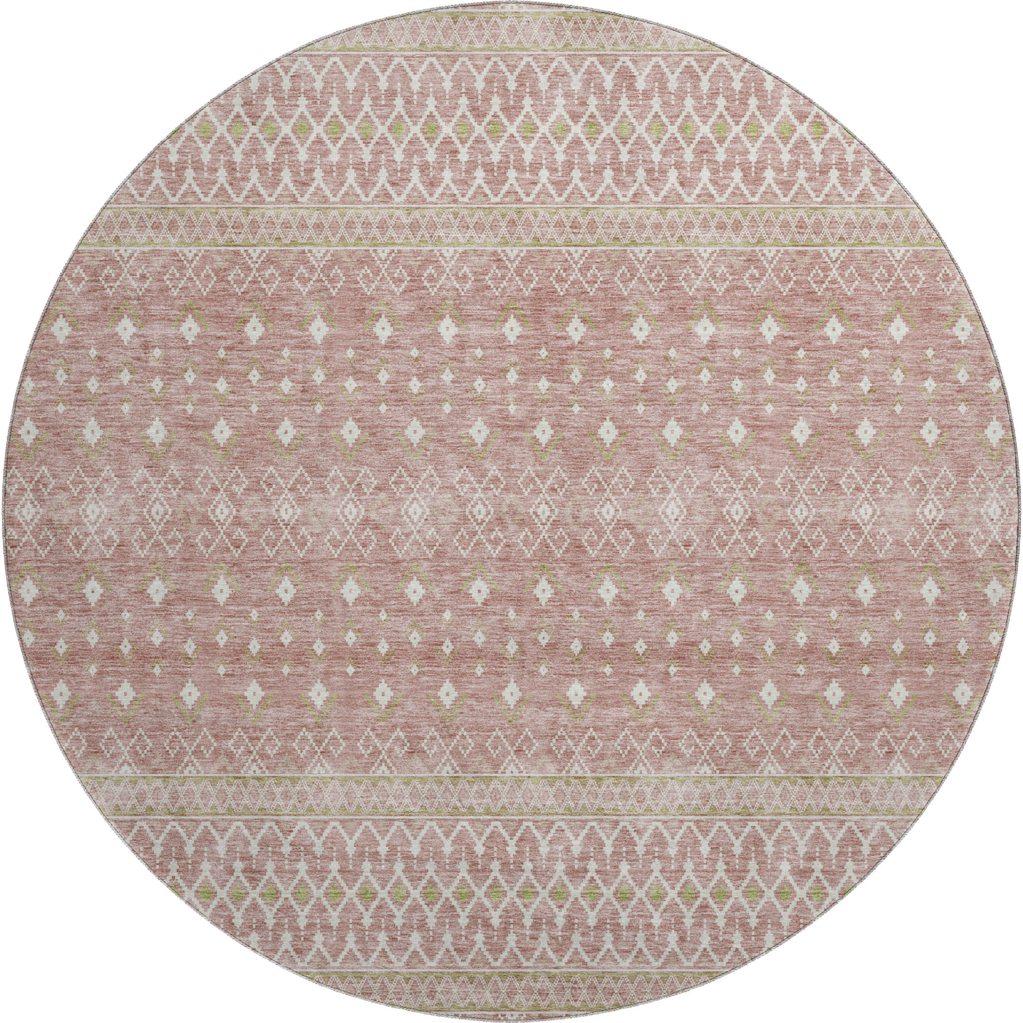 Oaxaca Machine Washable Transitional Blush Pink Rug 8' x 8' #shape_Round