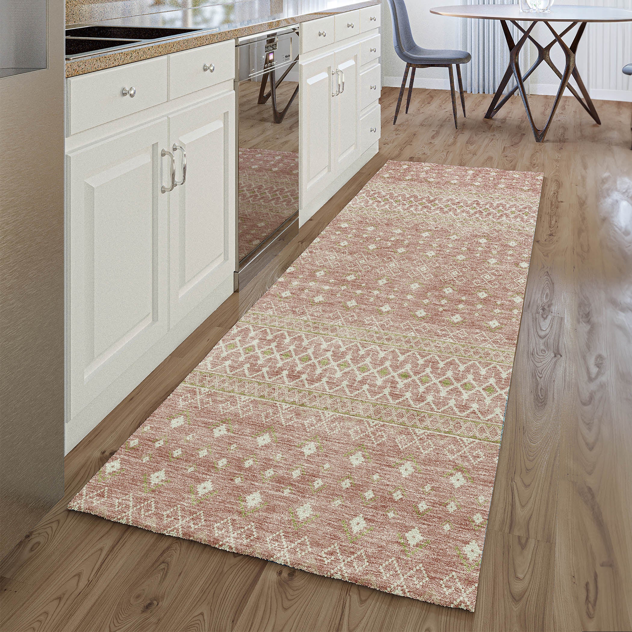 Oaxaca Machine Washable Transitional Blush Pink Rug 2'3" x 7'6" #shape_Runner