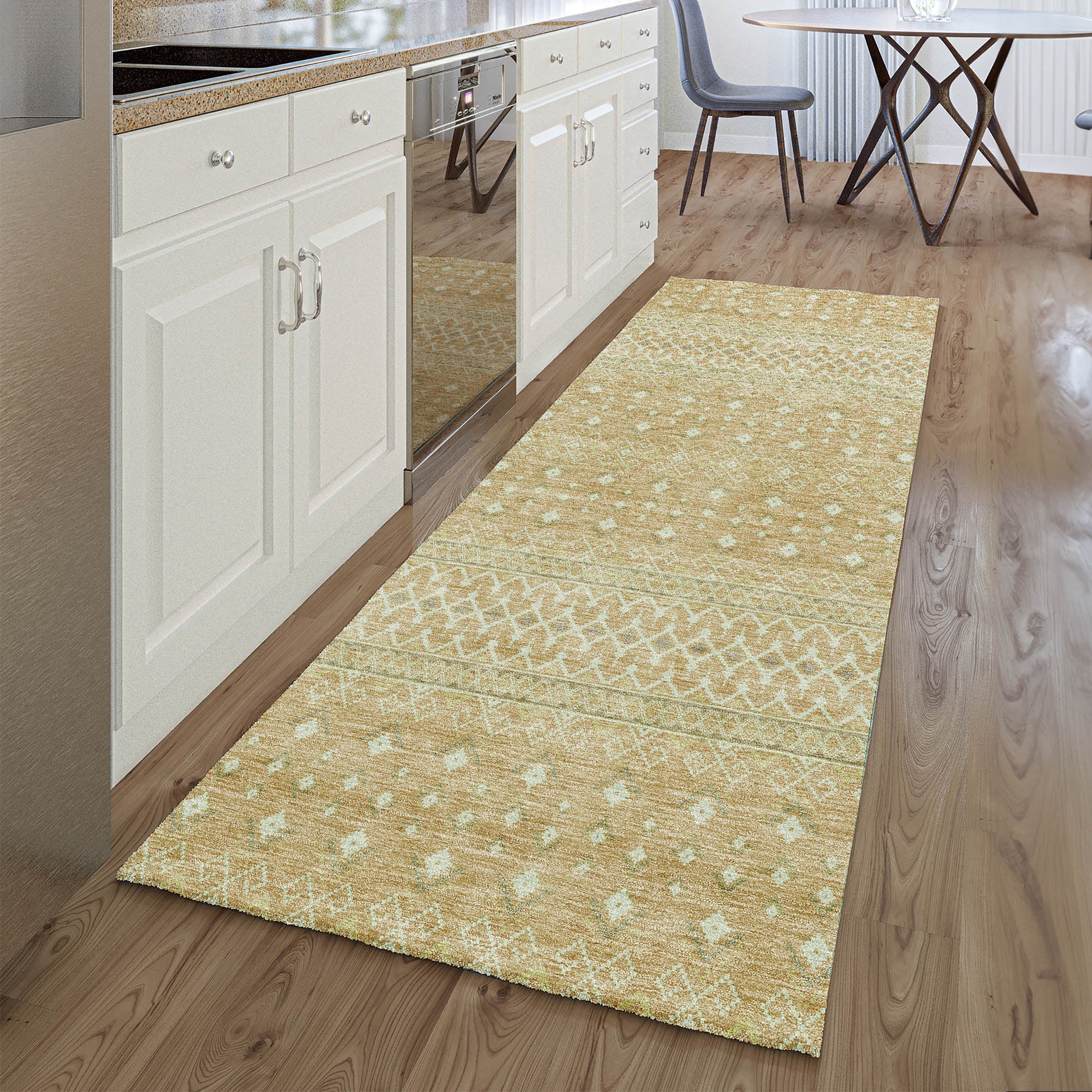 Oaxaca Machine Washable Transitional Copper Orange Rug 2'3" x 7'6" #shape_Runner