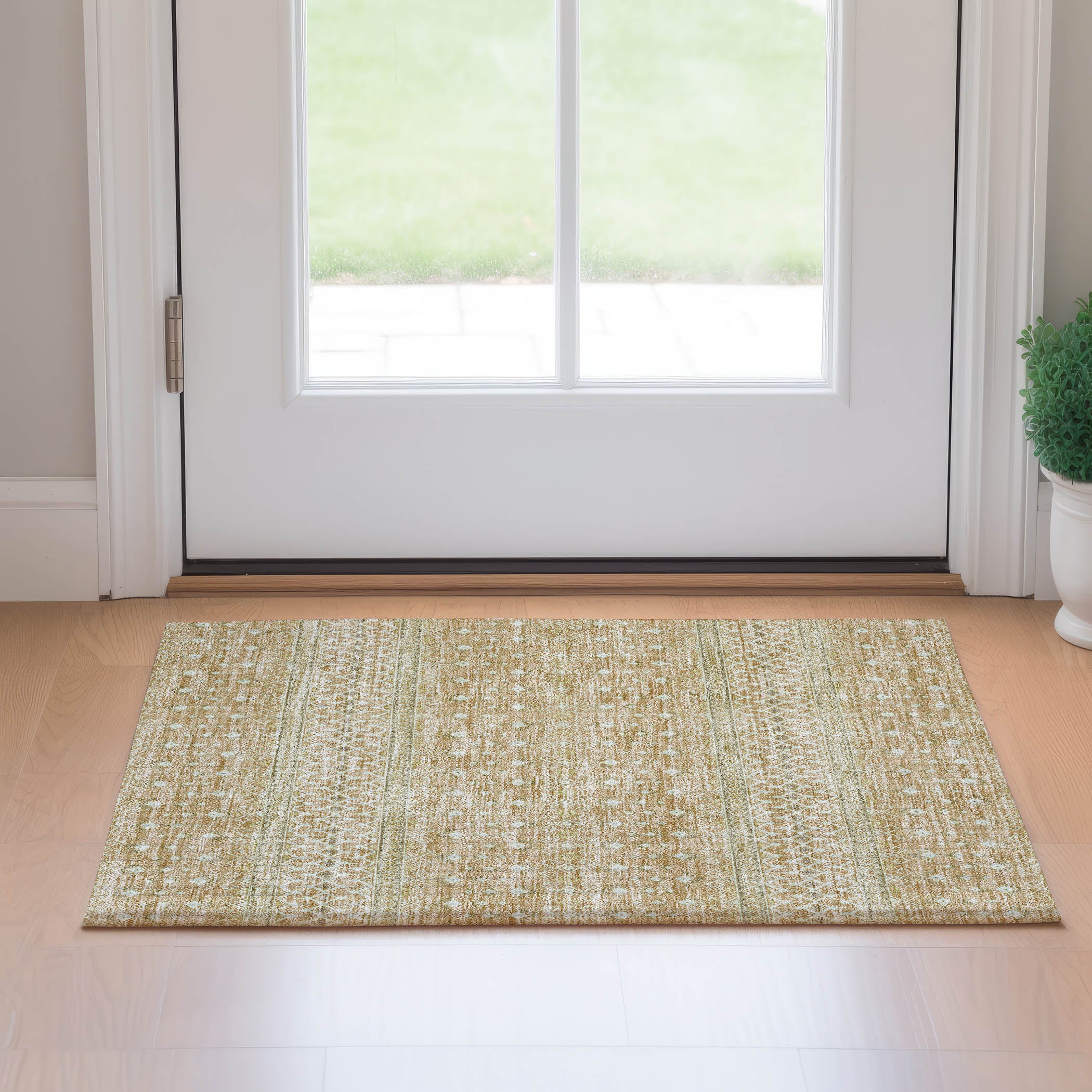 Oaxaca Machine Washable Transitional Copper Orange Rug 1'8" x 2'6" #shape_Rectangle
