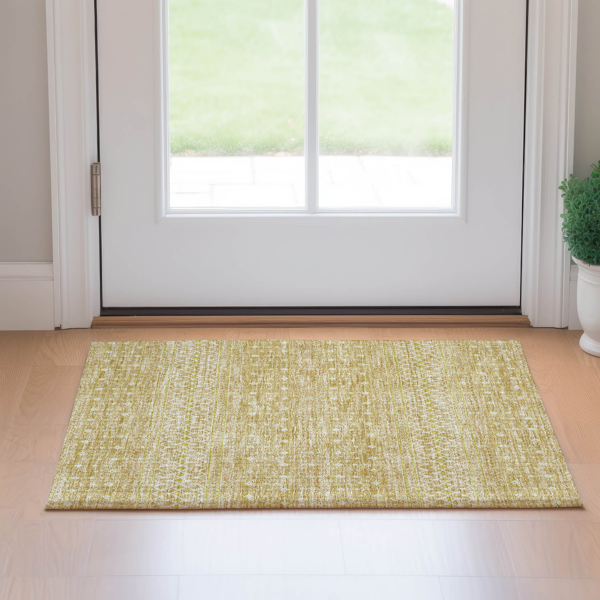 Oaxaca Machine Washable Transitional Gold Rug 1'8" x 2'6" #shape_Rectangle