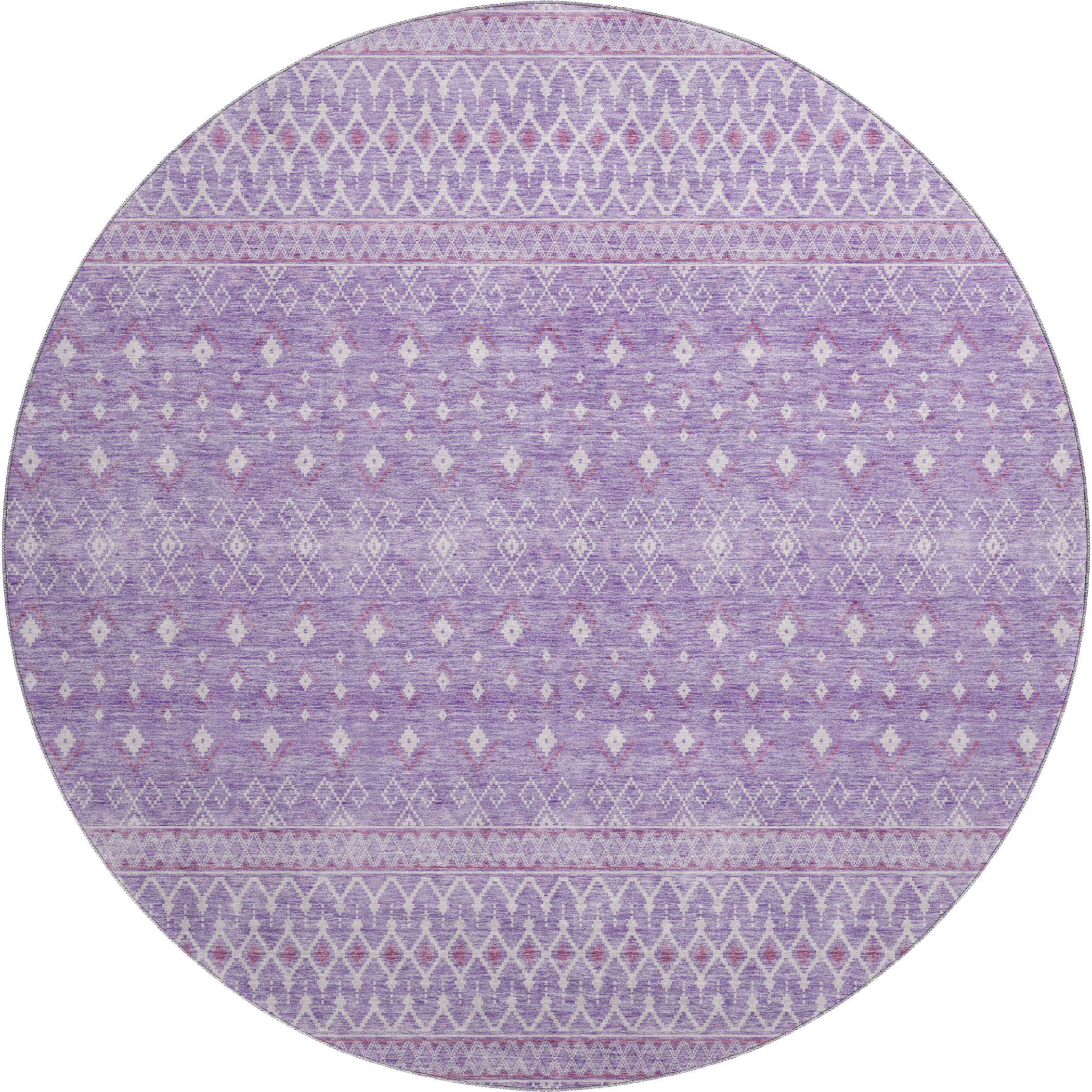 Oaxaca Machine Washable Transitional Lavender Purple Rug 8' x 8' #shape_Round