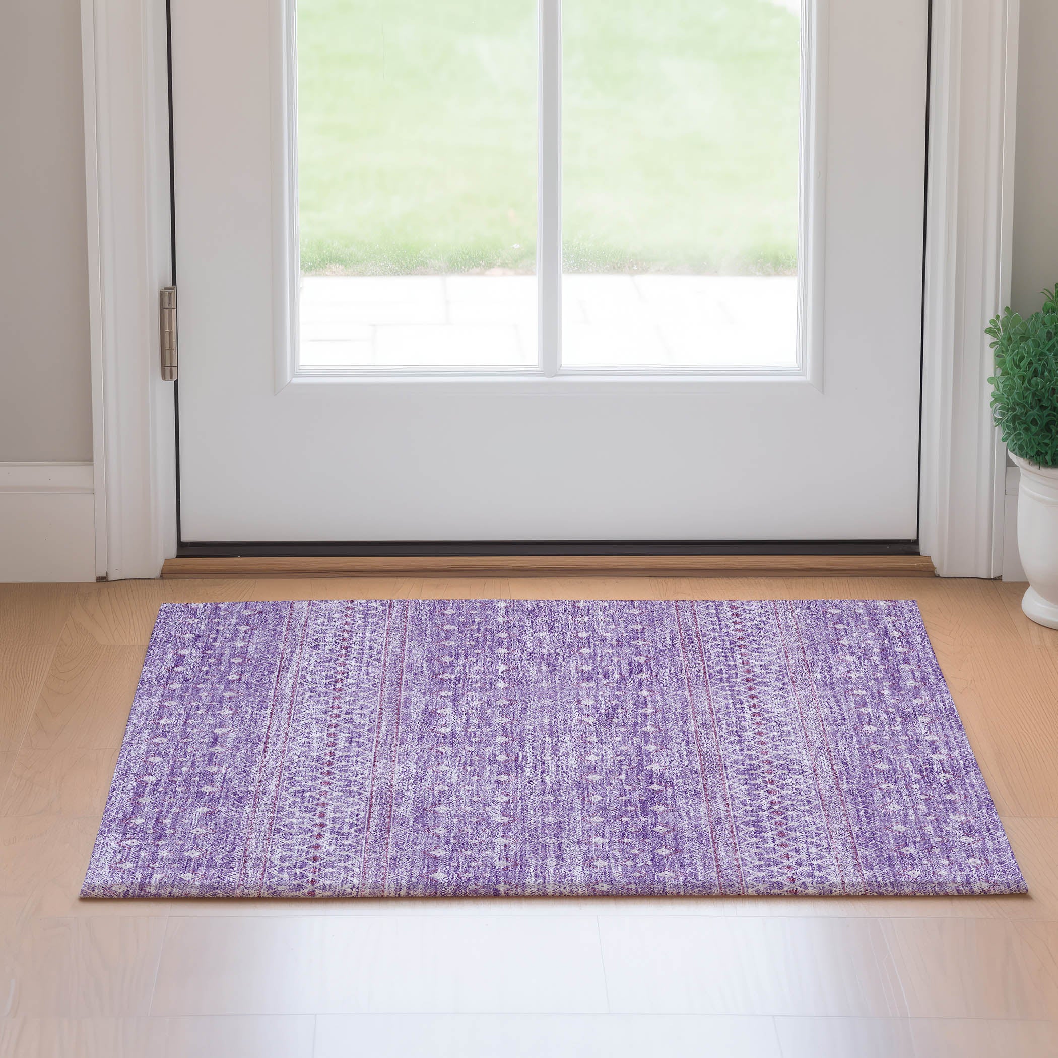 Oaxaca Machine Washable Transitional Lavender Purple Rug 1'8" x 2'6" #shape_Rectangle